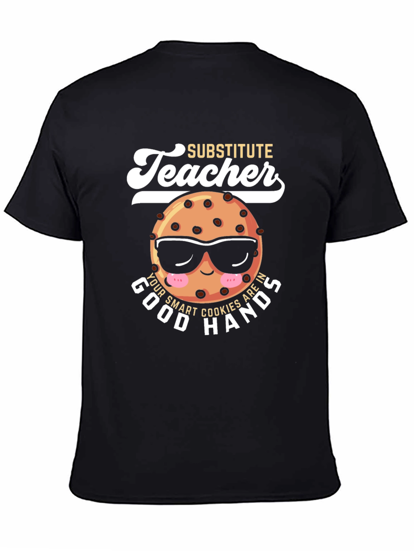 Black Substitute Teacher Cookie T-Shirt Funny Tee view 4