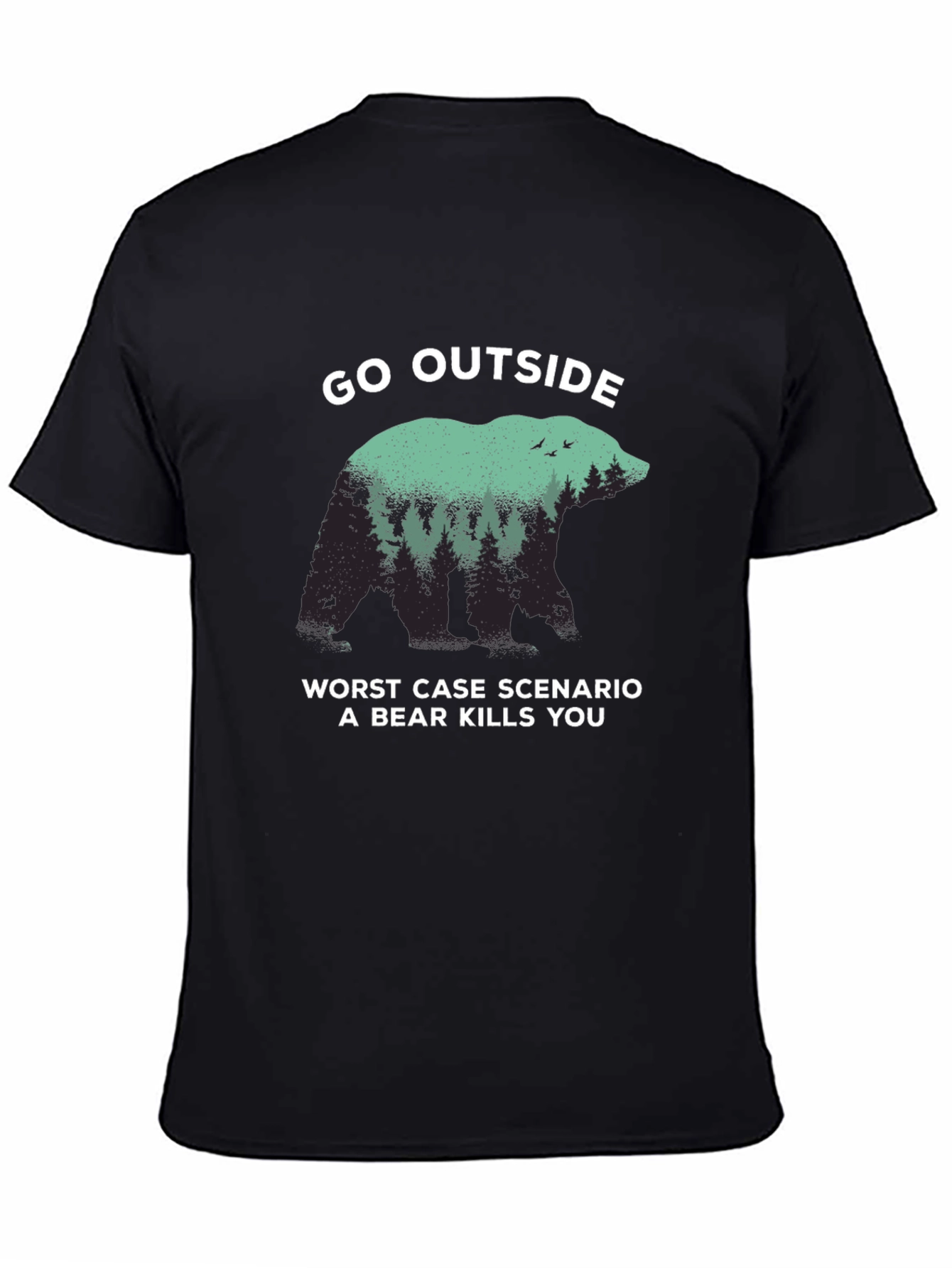 Black Go Outside Bear Graphic T-Shirt view 4