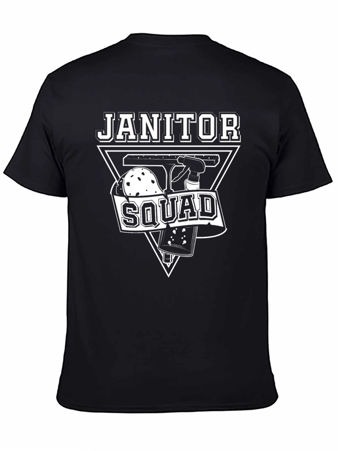 Black Janitor Squad Black Graphic T-Shirt view 4