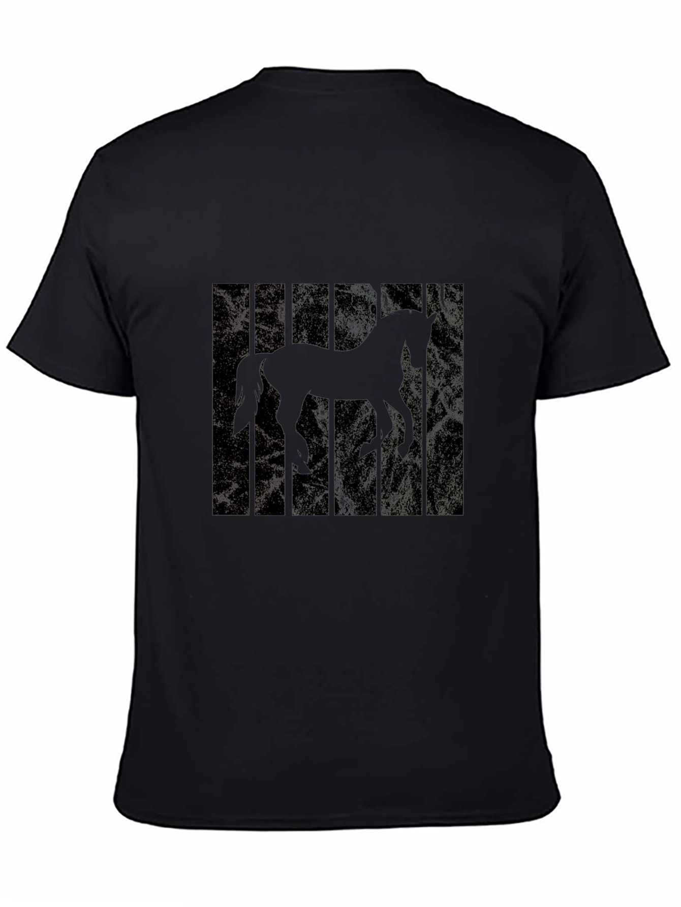Black Horse Silhouette Men's Black T-Shirt view 4