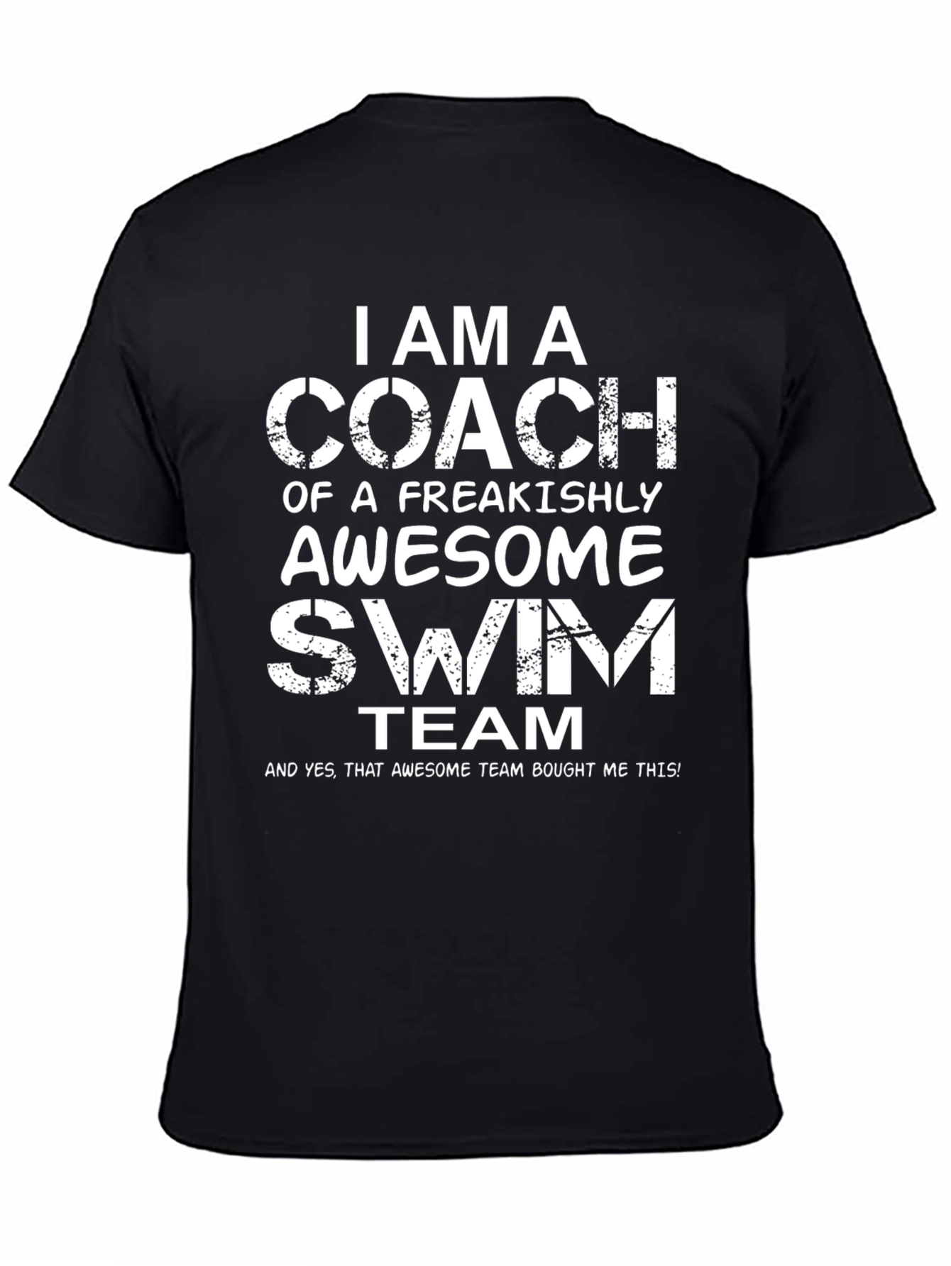 Black I AM A Coach Awesome Swim Team Black T-Shirt view 4