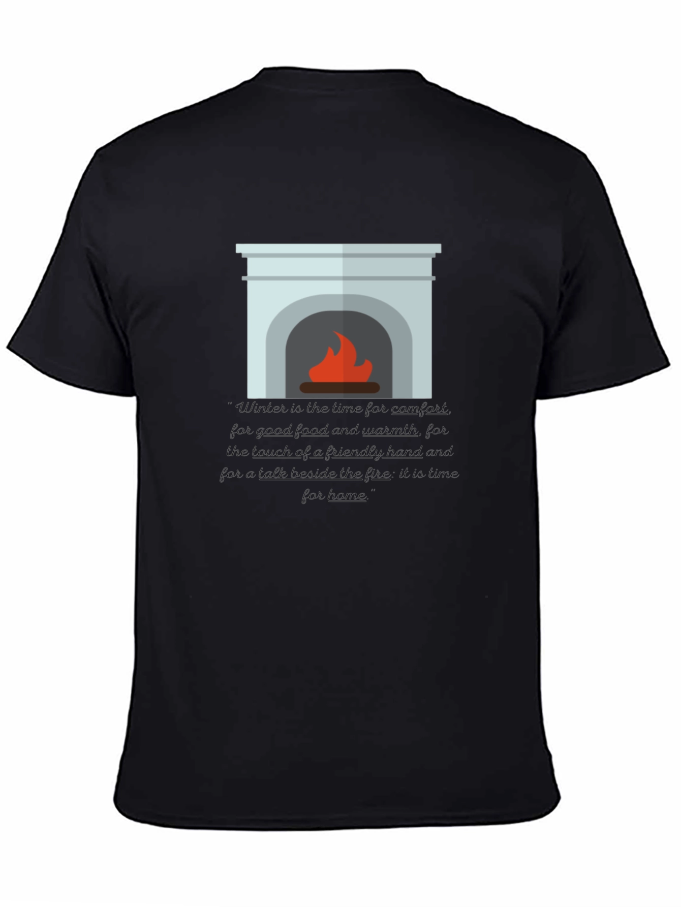 Black Cozy Fireplace Graphic Tee - Comfort & Style view 4