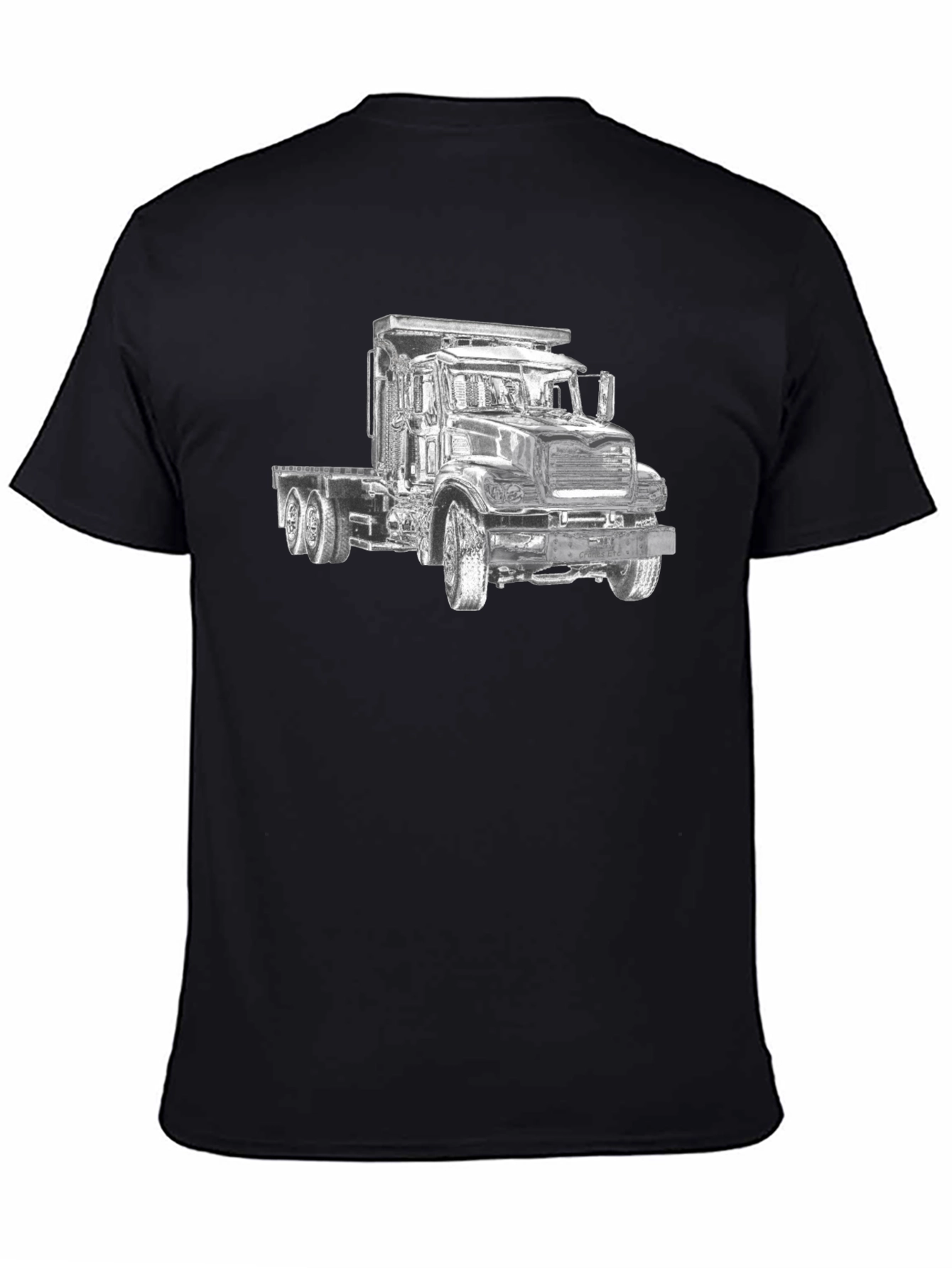 Black Truck Graphic Tee - Bold Black Cotton Blend Shirt view 4