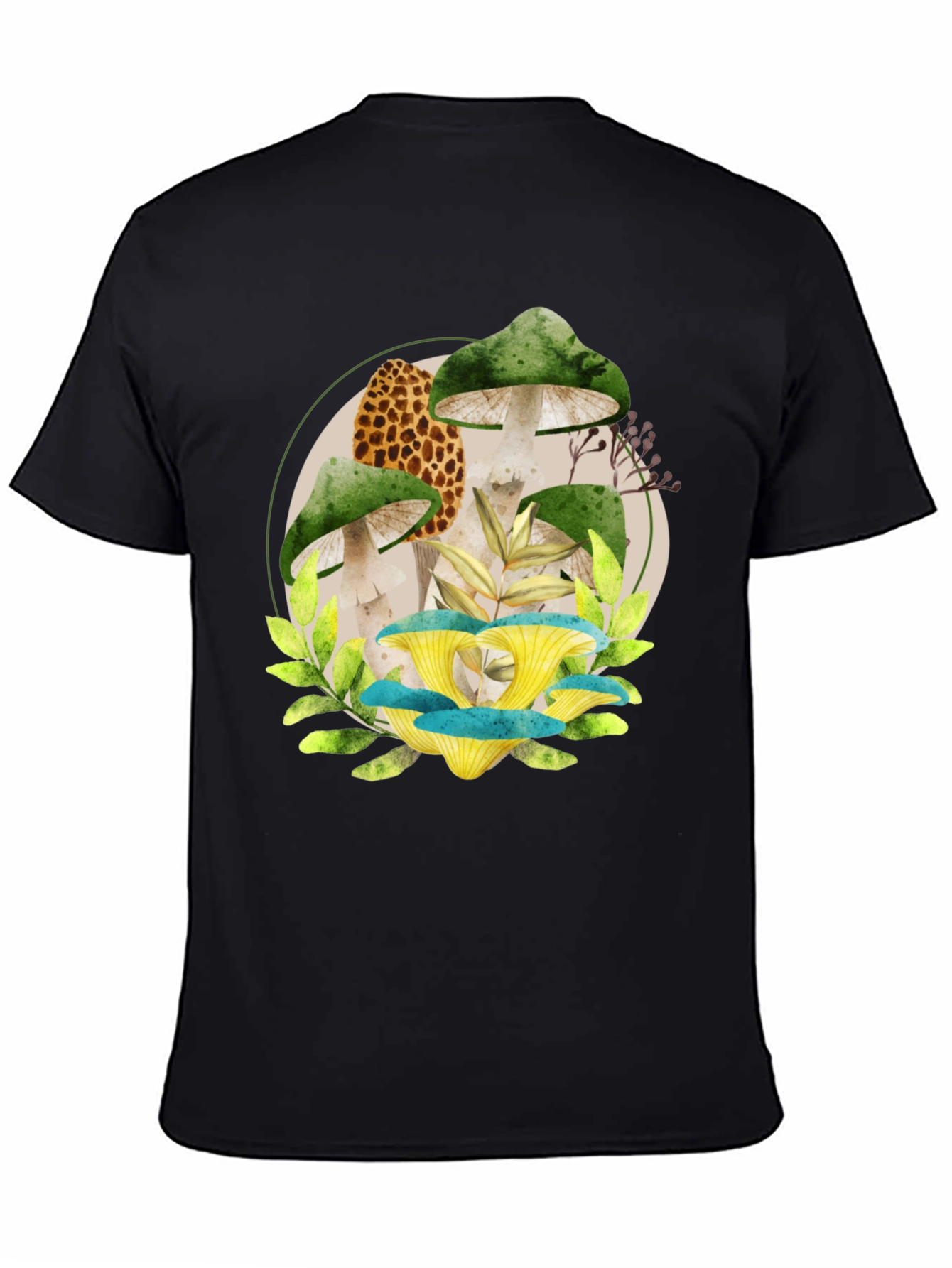 Black Mushroom Graphic Tee - Unique Nature Design view 4