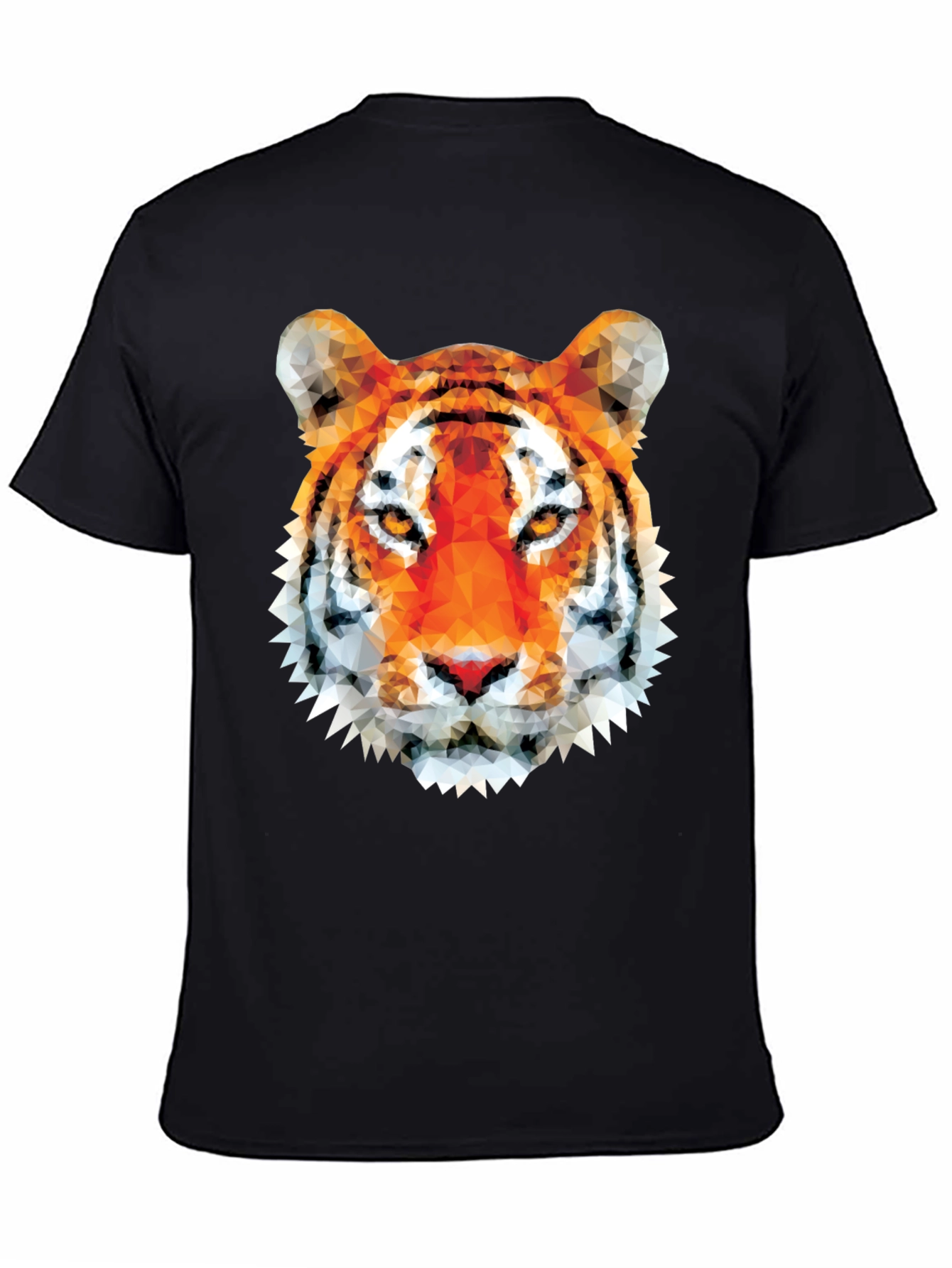 Black Geometric Tiger Graphic Tee - Modern Animal Print view 4