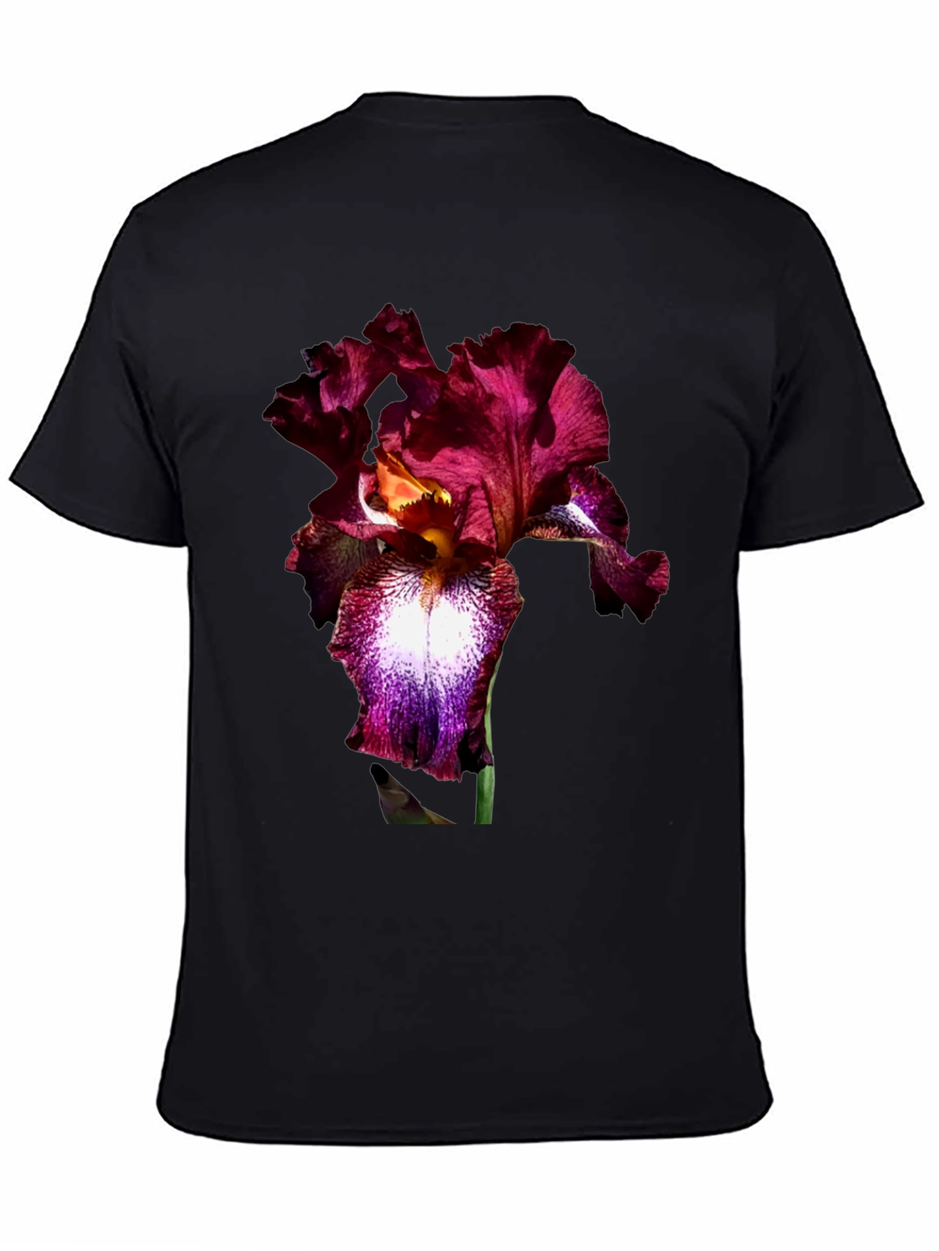 Black Floral Iris Print Black T-Shirt view 4