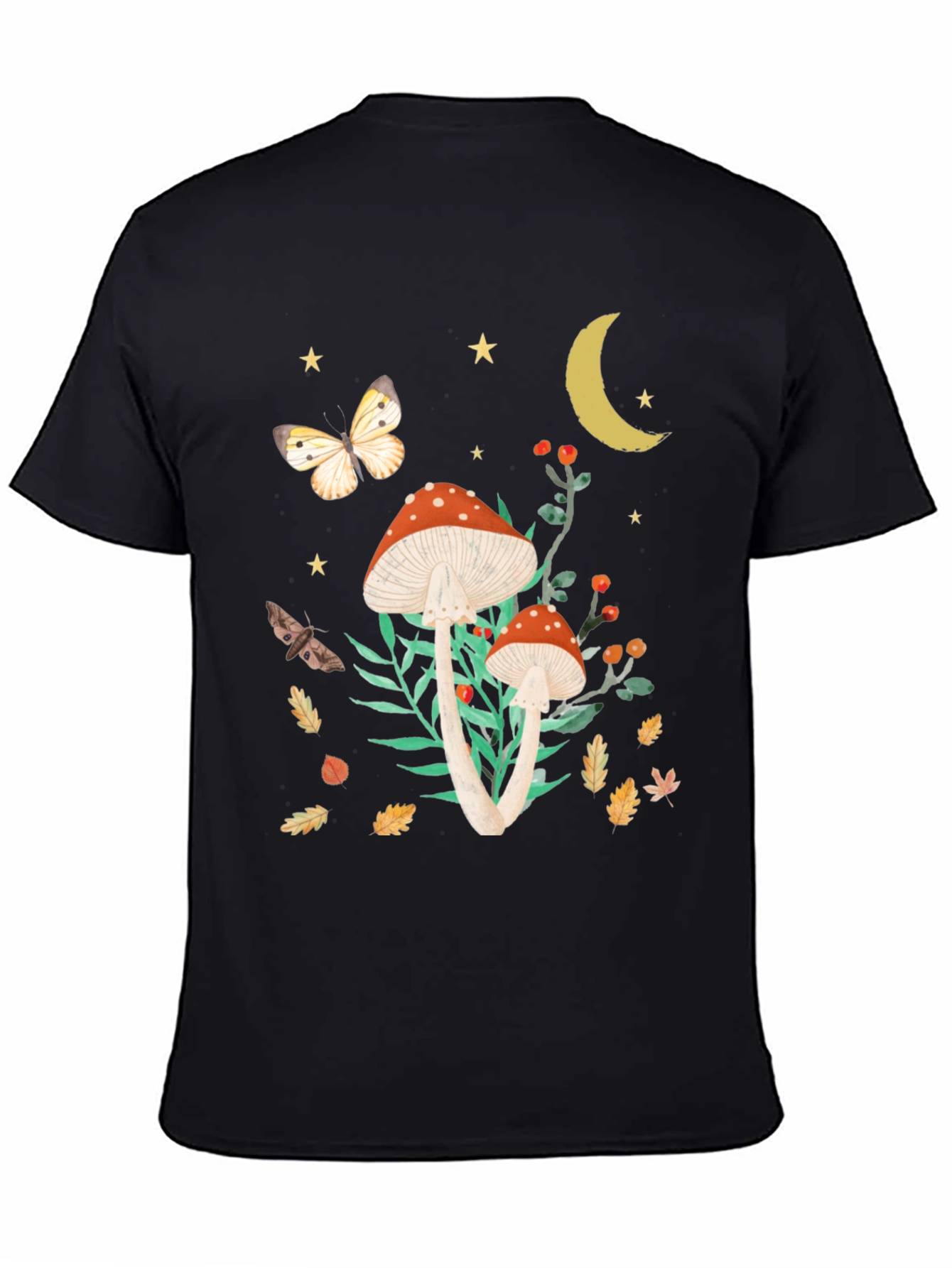 Black Mushroom Butterfly Graphic Tee view 4