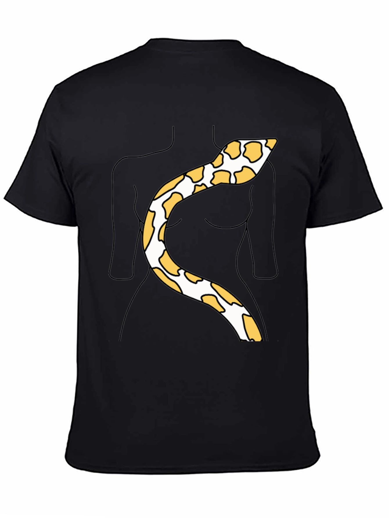 Black Snakeskin Print Tee - Funny Body Outline Top view 4