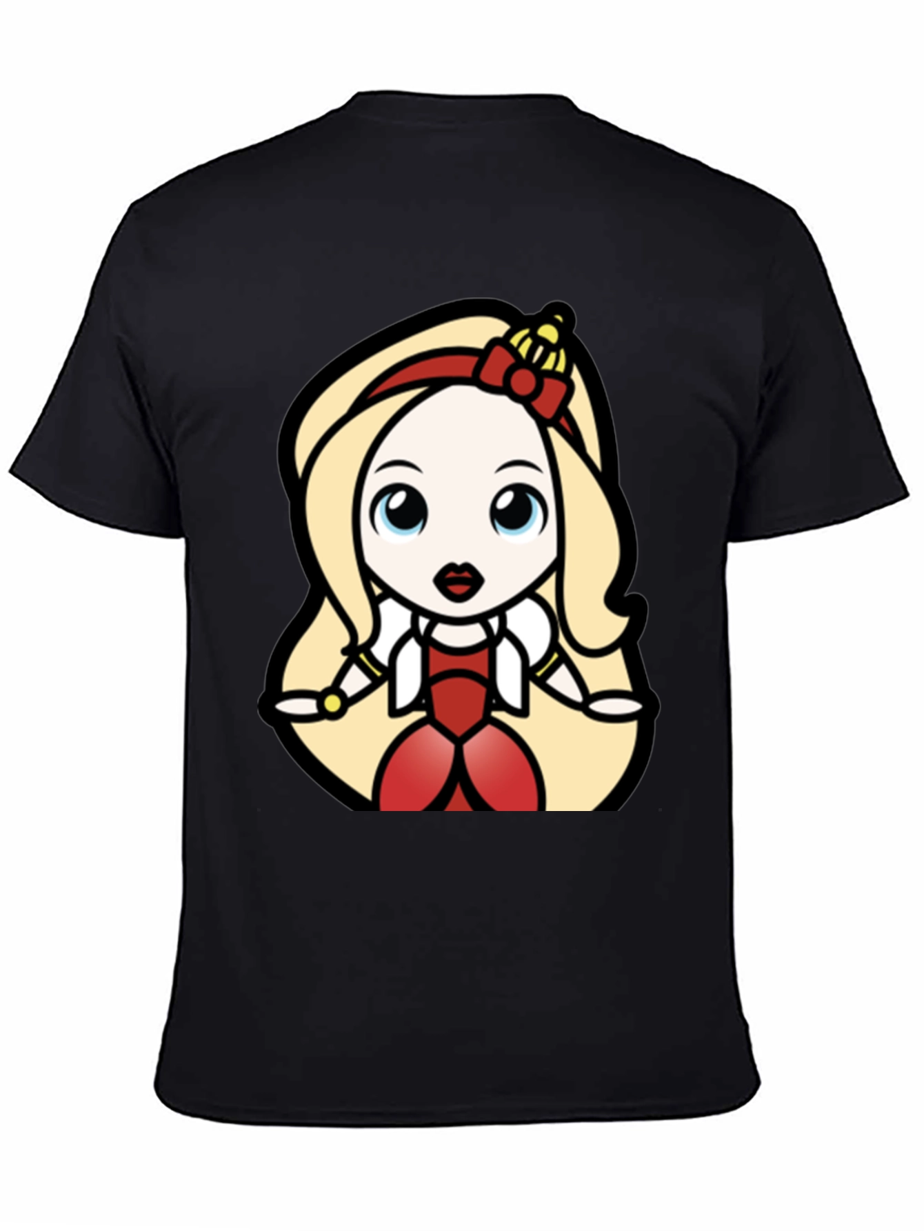 Black Princess Cartoon Graphic Tee - Black Cotton T-Shirt view 4