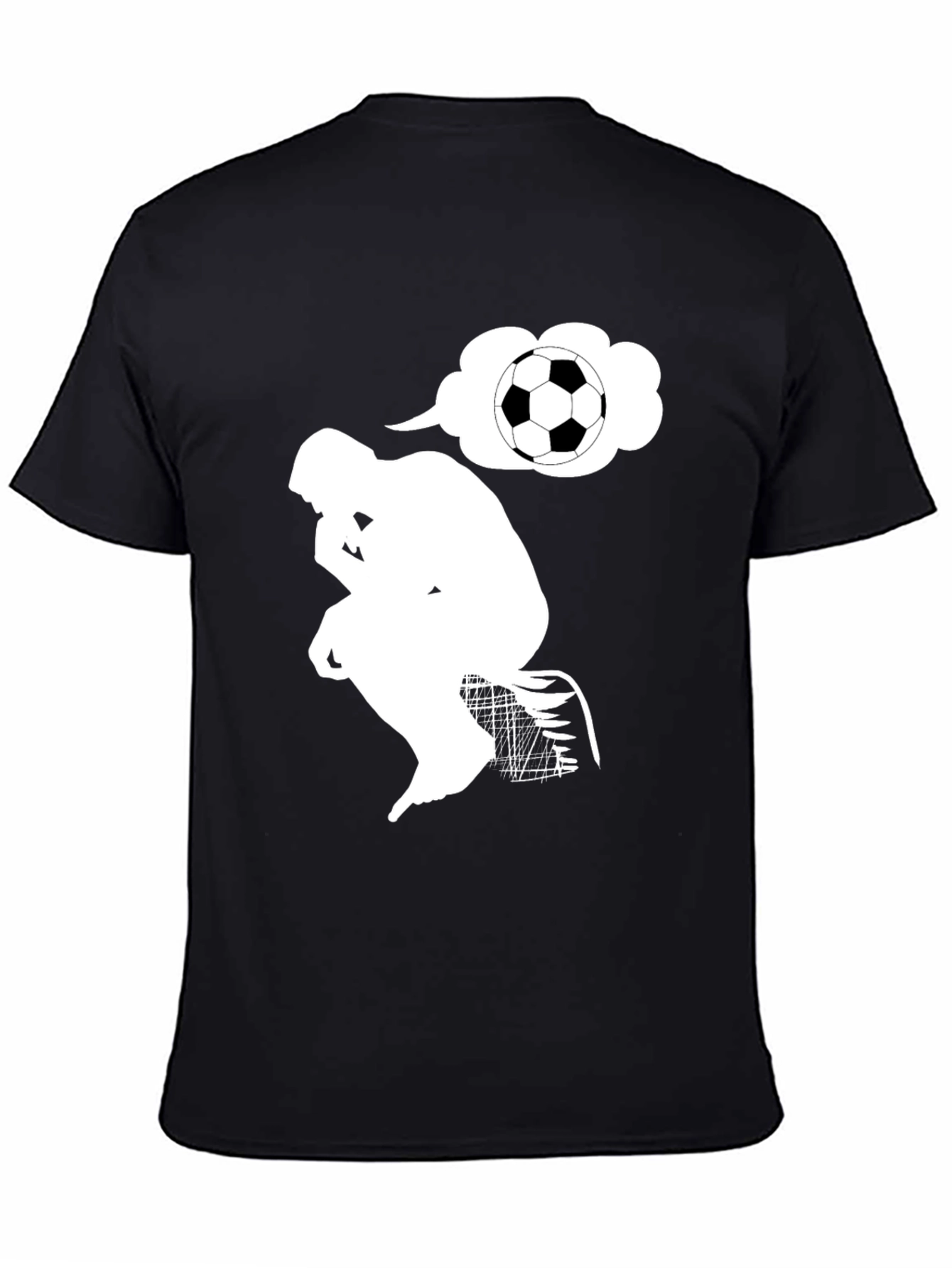 Black Philosophical Soccer Tee - Thinker with Ball view 4