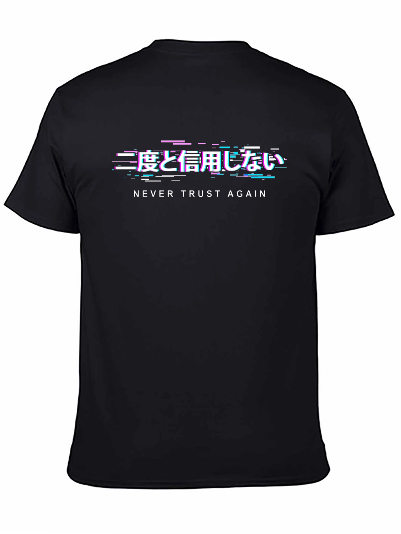 Black Never Trust Again Glitchcore T-Shirt view 4