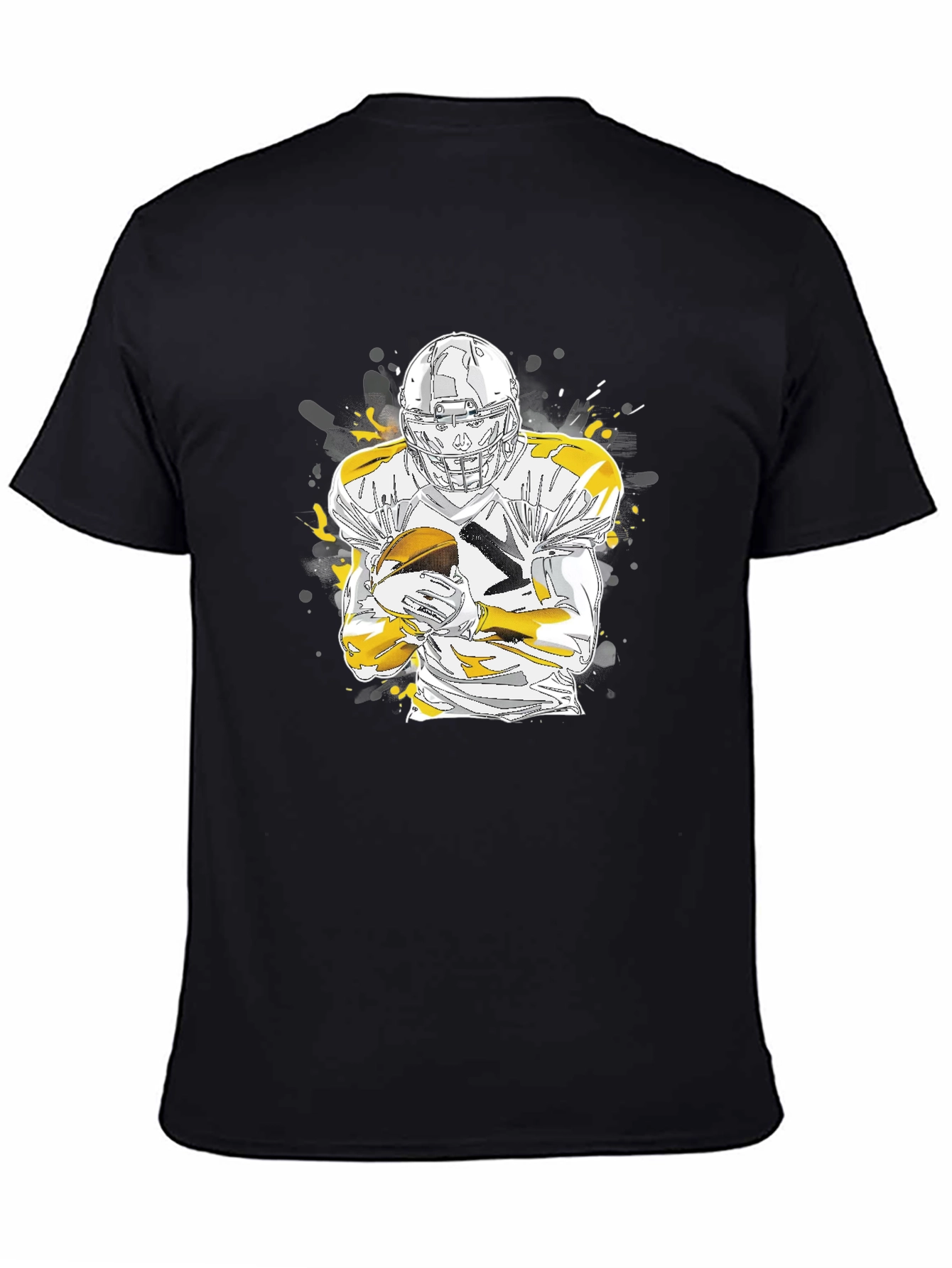 Black Football Player Graphic Black T-Shirt view 4