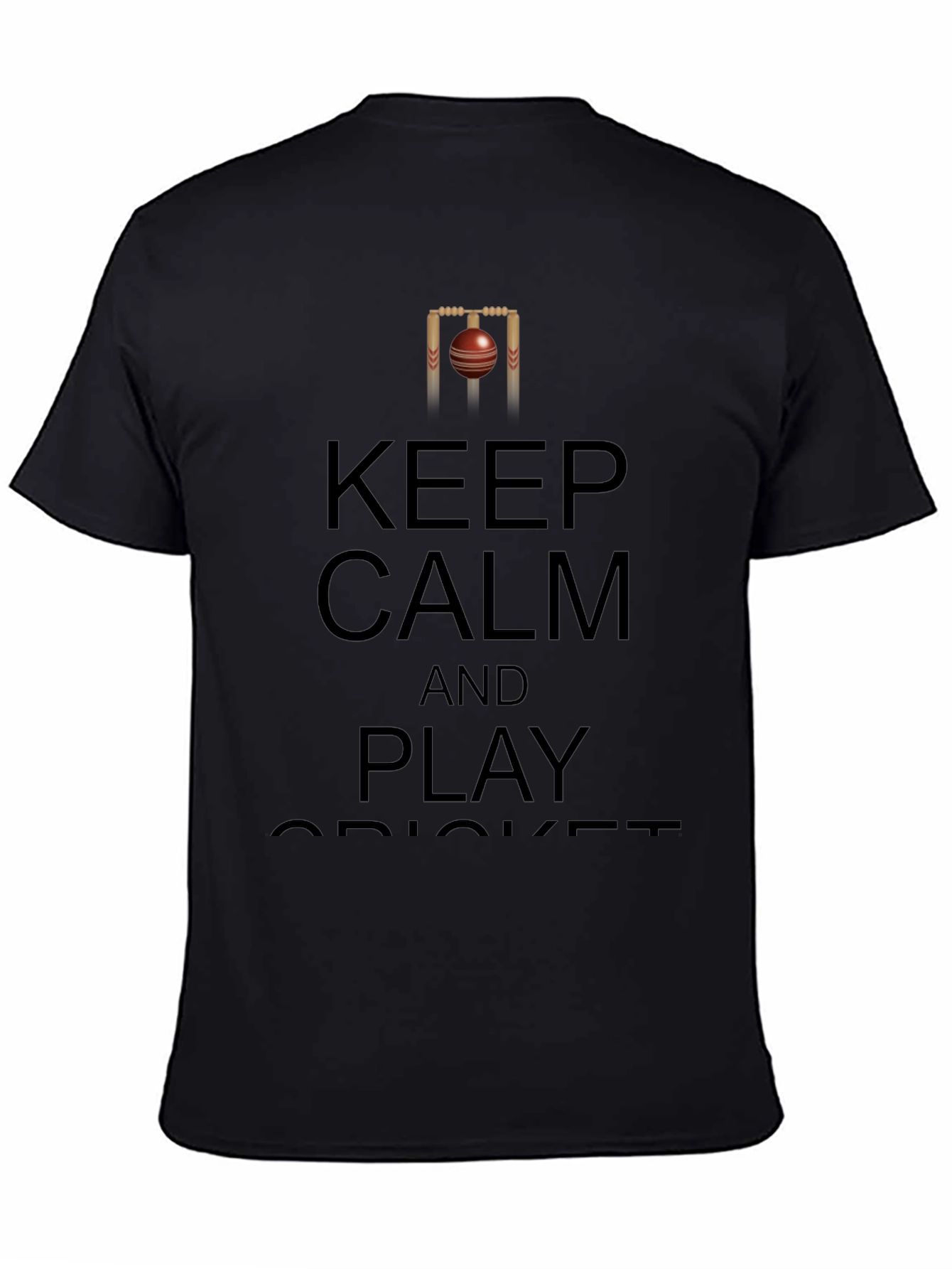 Keep Calm and Play Cricket Black T-Shirt - 4