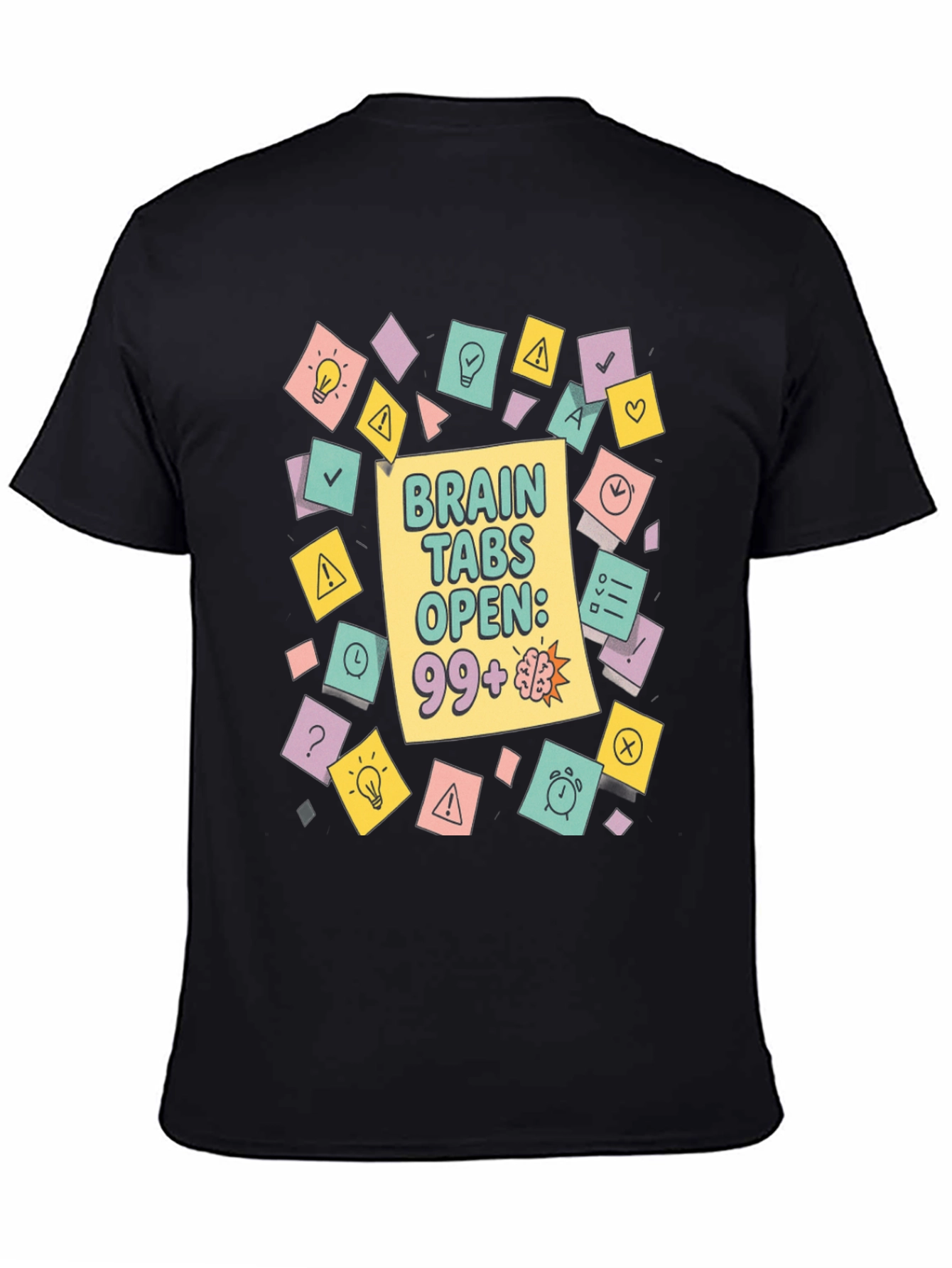 Black Brain Tabs Open T-Shirt - Clever Graphic Tee view 4