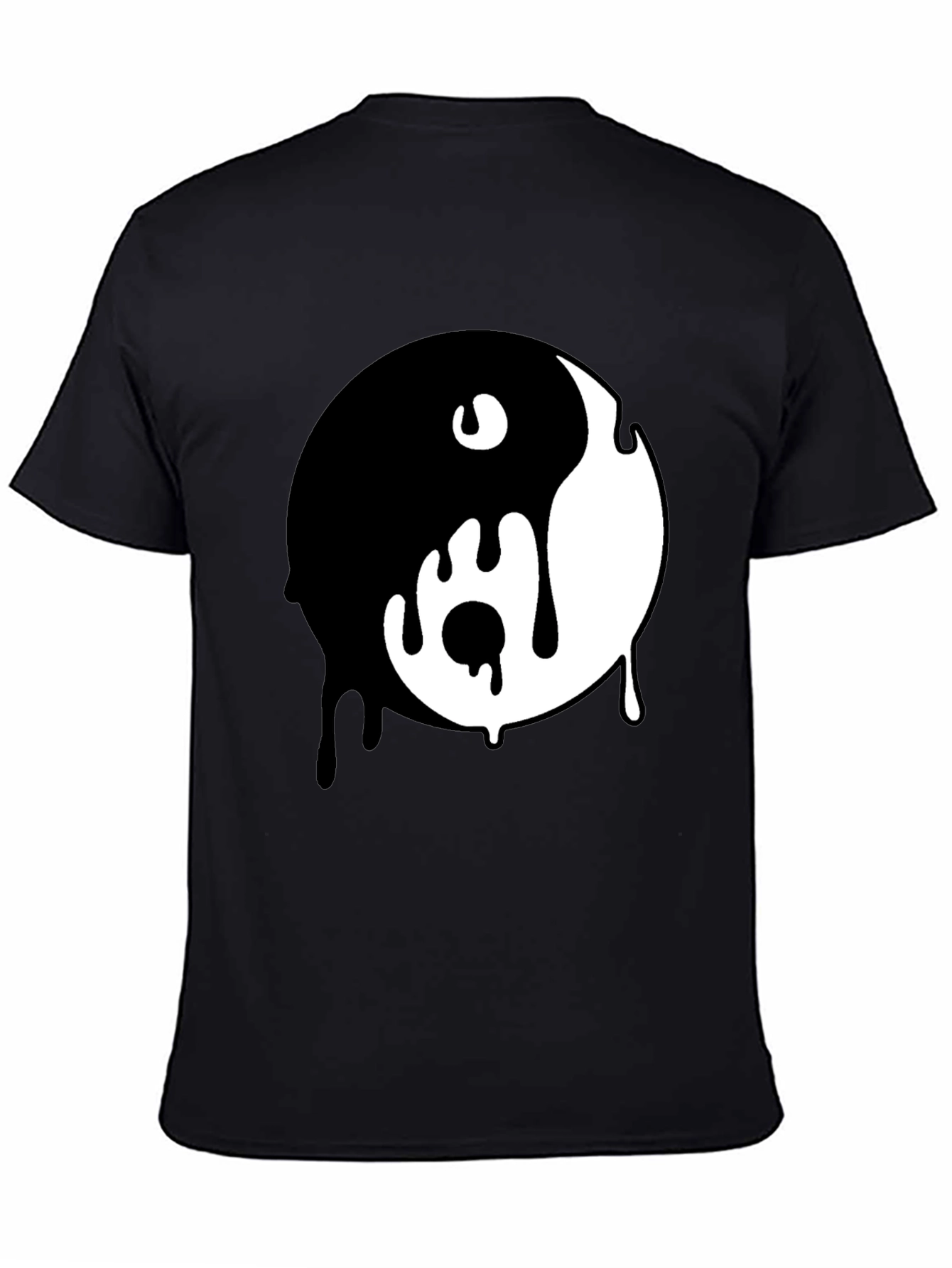 Black Dripping Yin Yang Graphic Tee - Black Cotton Blend view 4