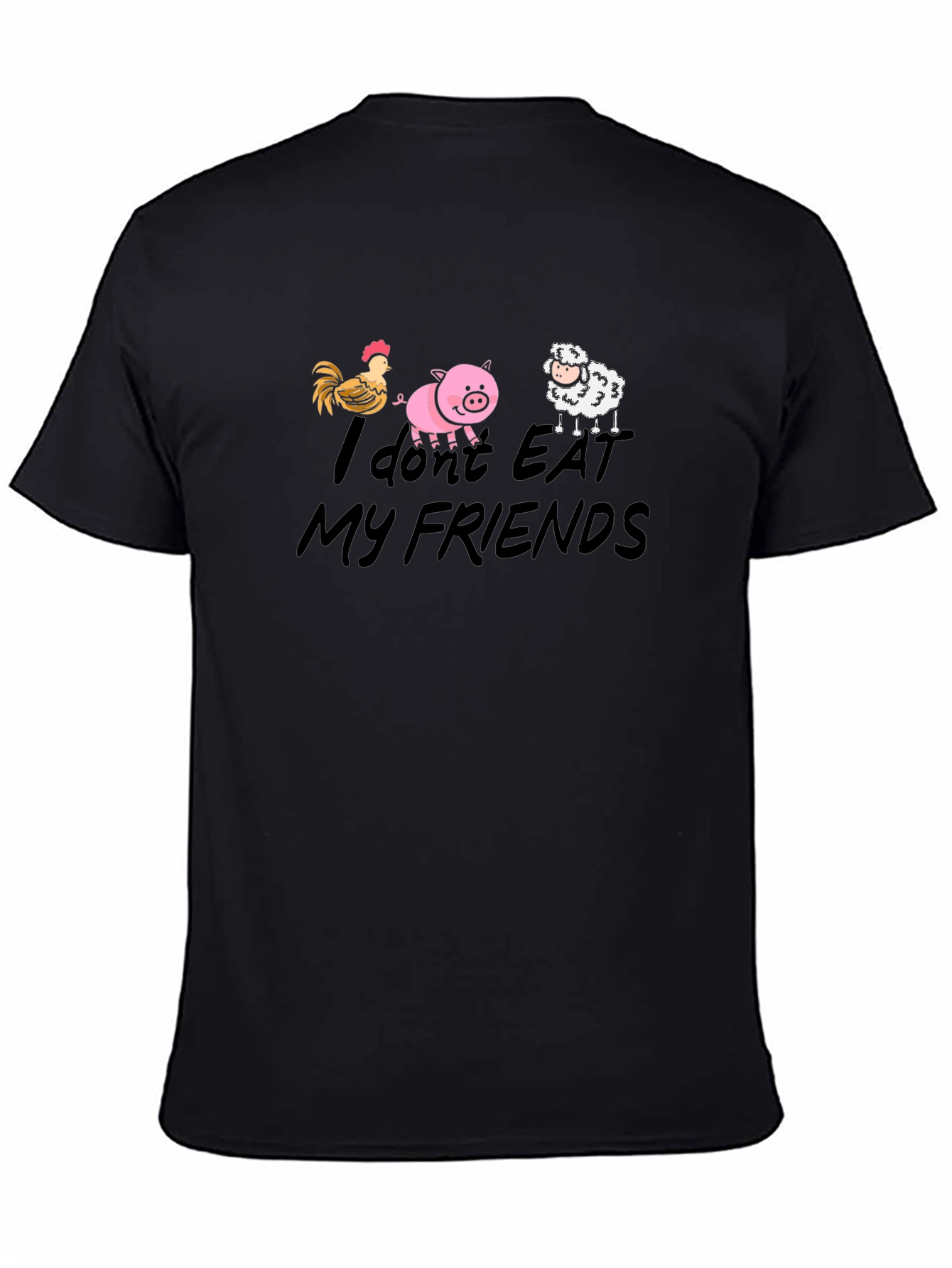 Black Vegan Animal Friends T-Shirt view 4