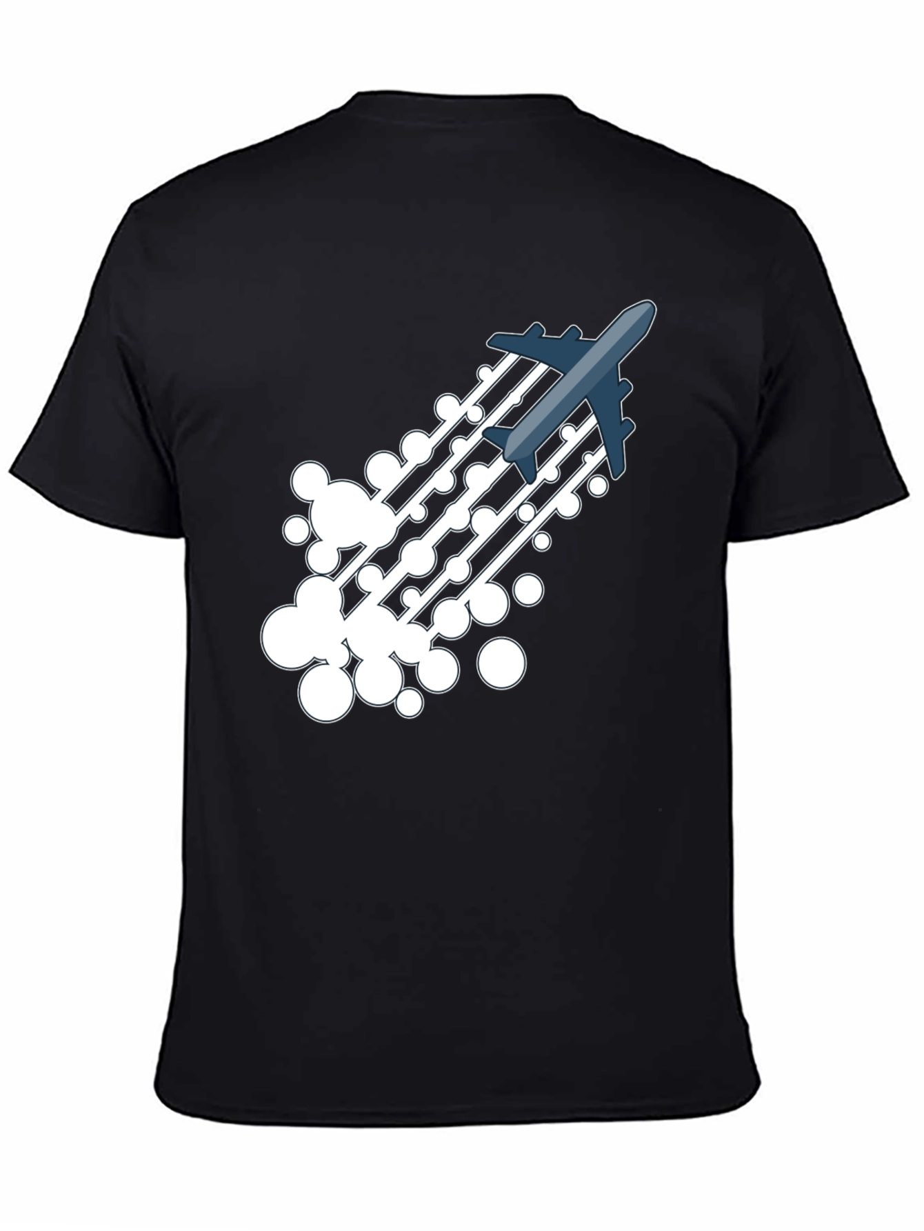 Black Airplane Trail Graphic Tee - Black Cotton Blend Shirt view 4