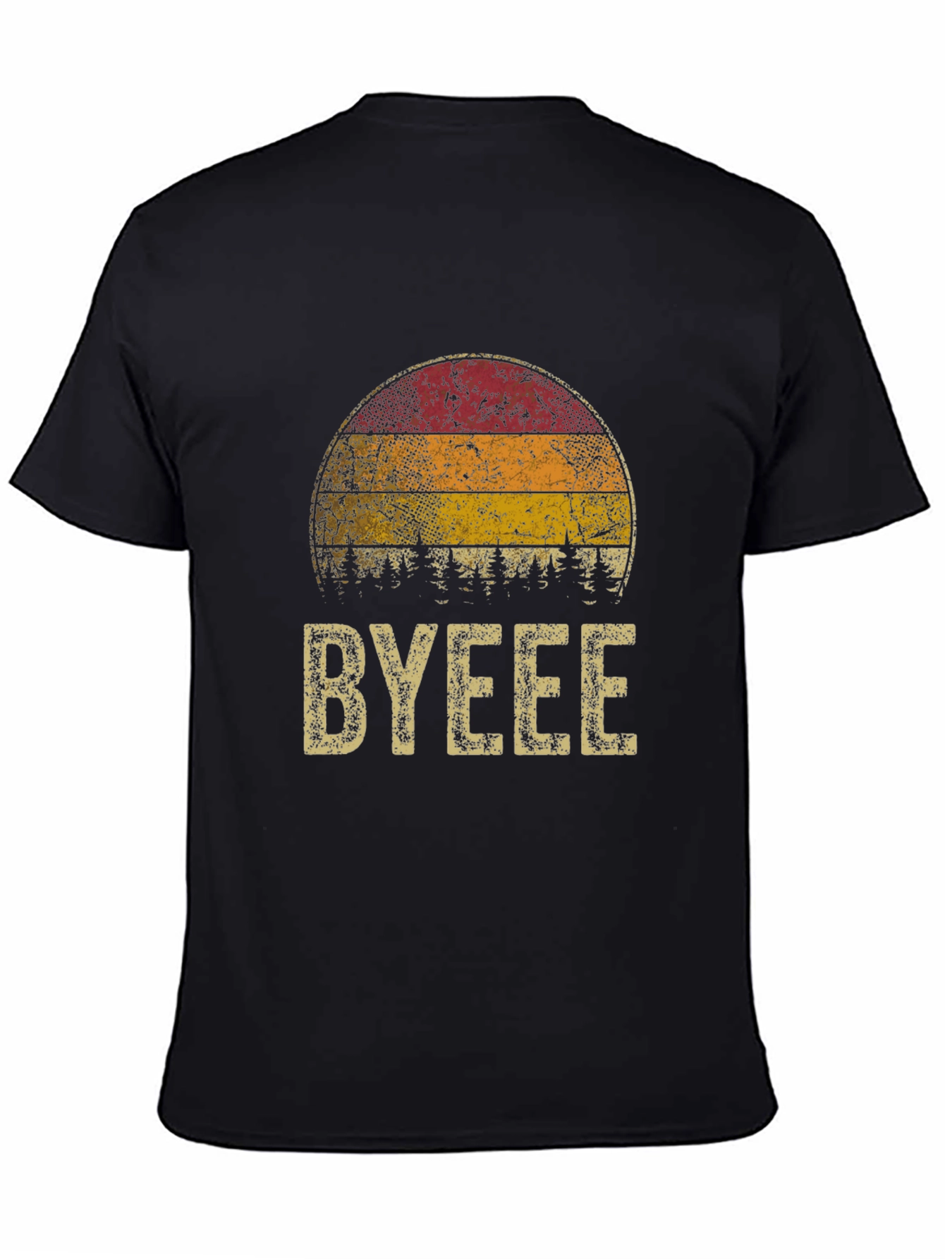 Black Retro Sunset BYEEE T-Shirt - Cool Graphic Tee view 4
