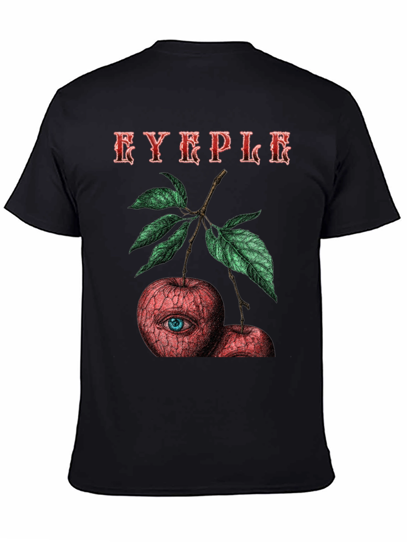 Black EYEPLE Graphic T-Shirt - Eye Apple Design view 4