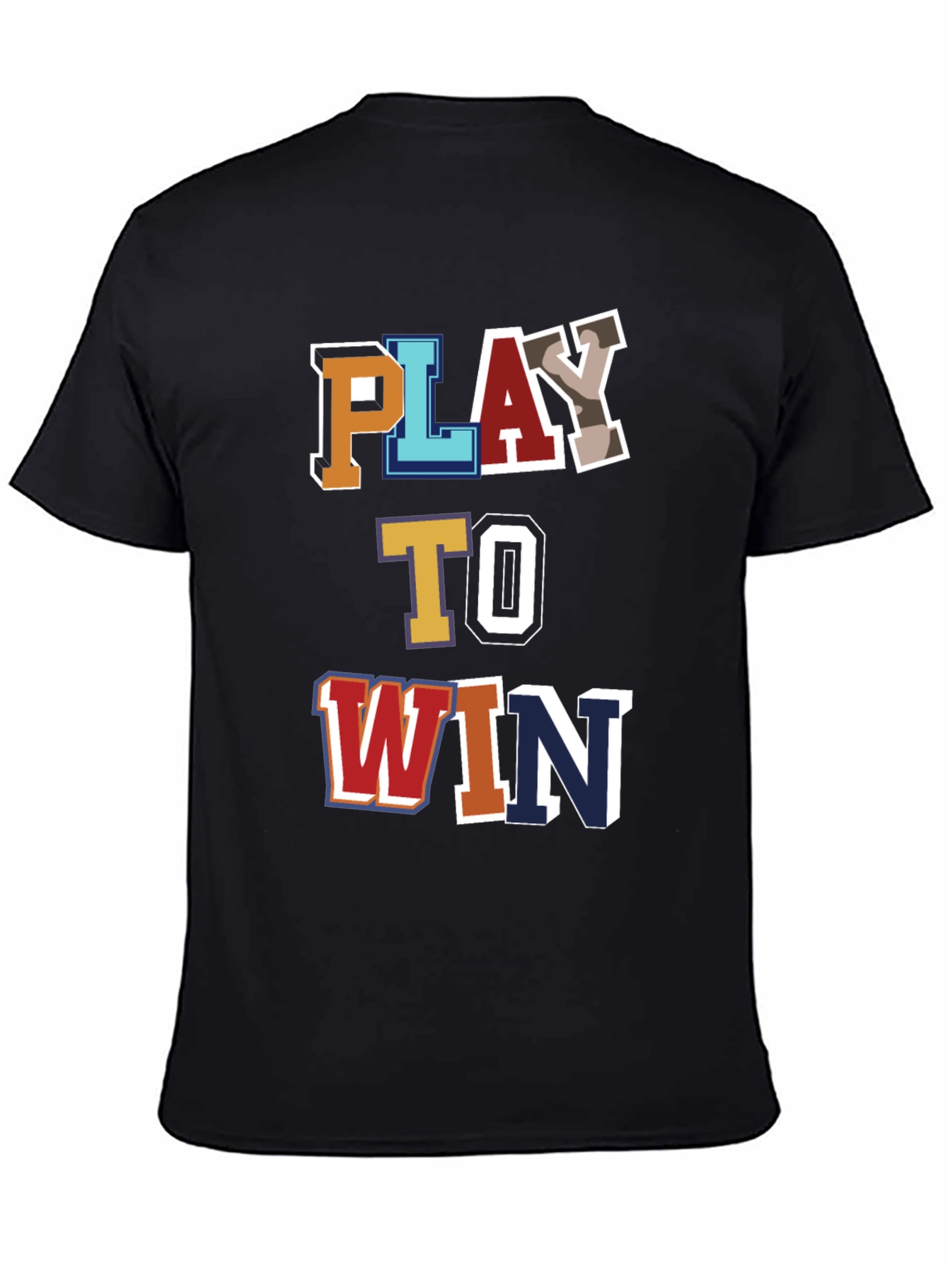 Black Play To Win Graphic Tee - Men's Cotton Blend T-Shirt view 4