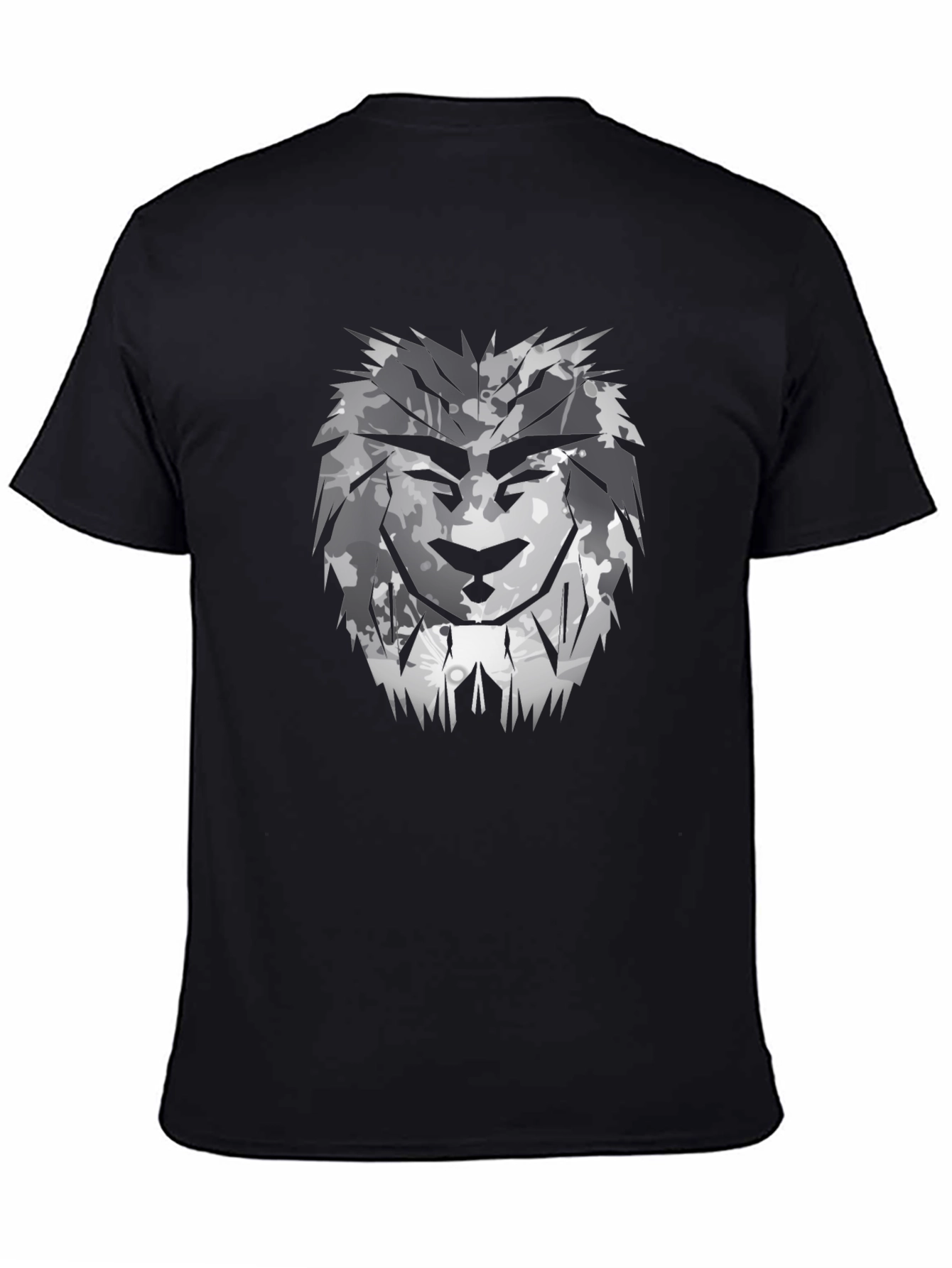Black Black T-Shirt with Lion Graphic Print view 4
