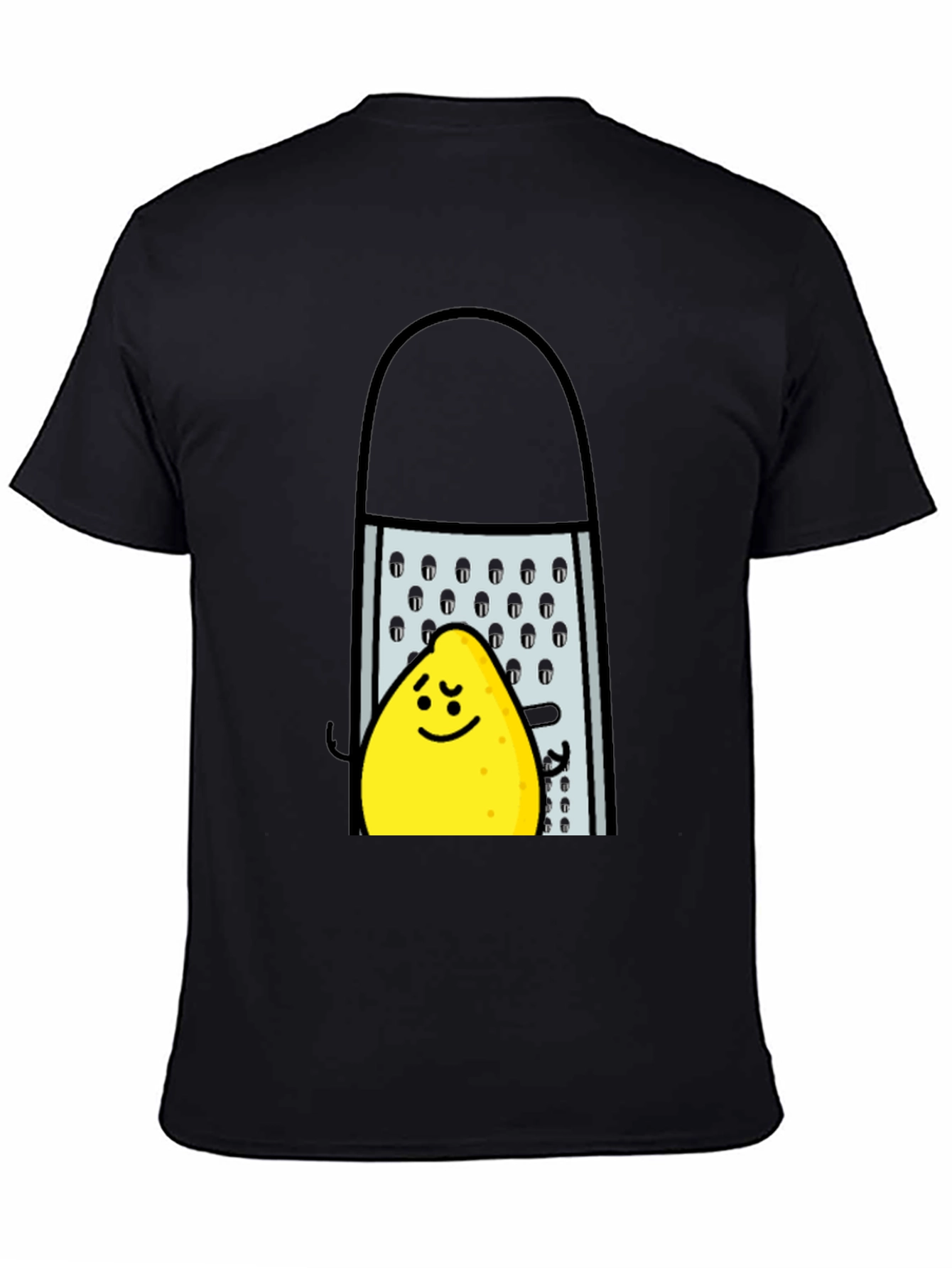 Black Funny Grated Lemon T-Shirt - Black Cotton Tee view 4