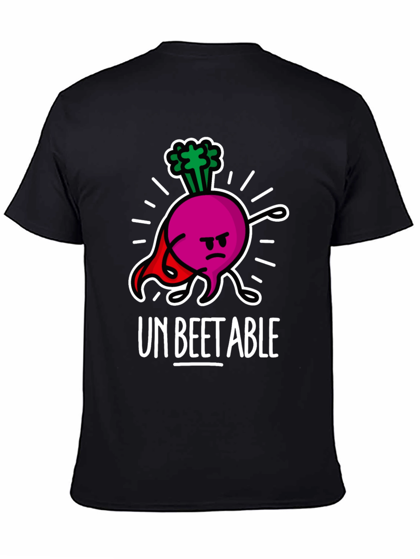 Black Un-Beetable Humor Tee: Super Beet Graphic T-Shirt view 4