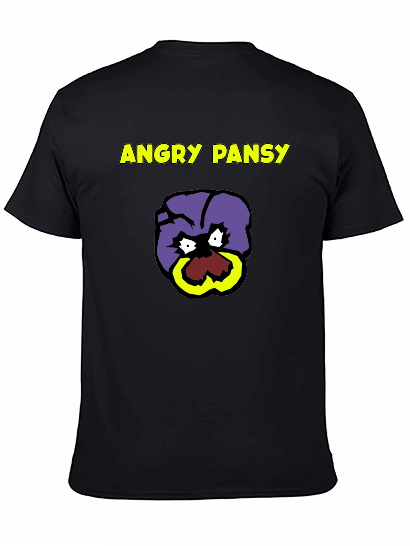 Black Angry Pansy Graphic Tee - Bold Humor T-Shirt view 4
