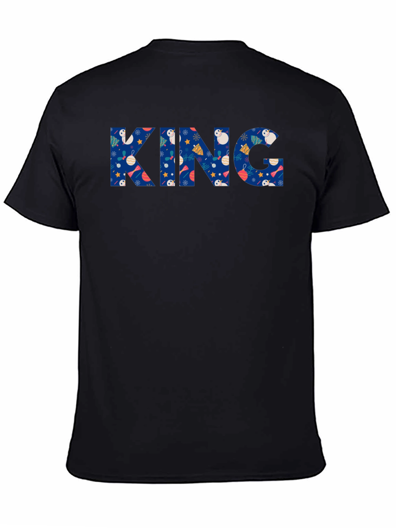 Black Festive King Holiday T-Shirt - Black Crew Neck view 4