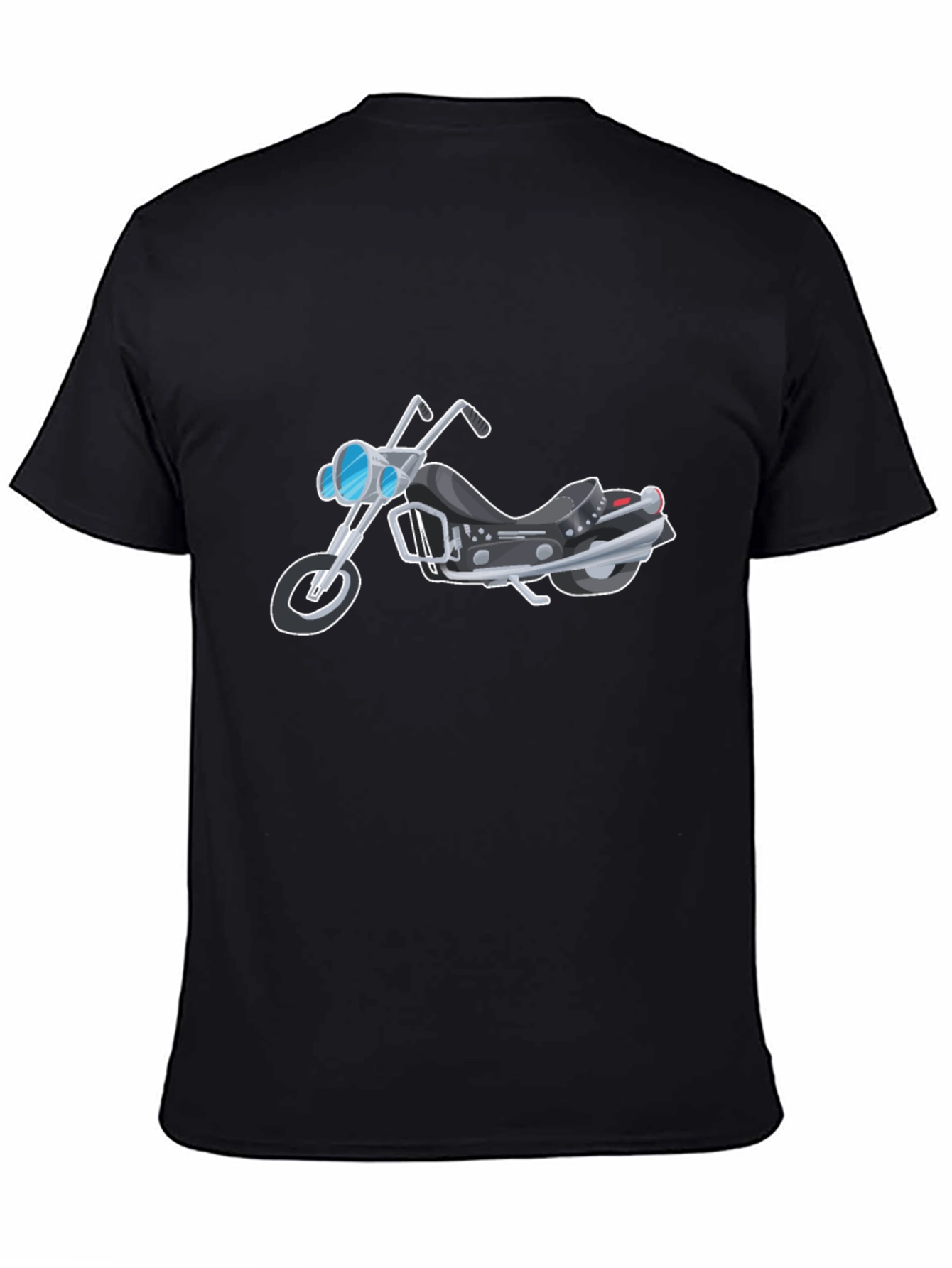 Black Men's Black Motorcycle Graphic T-Shirt view 4