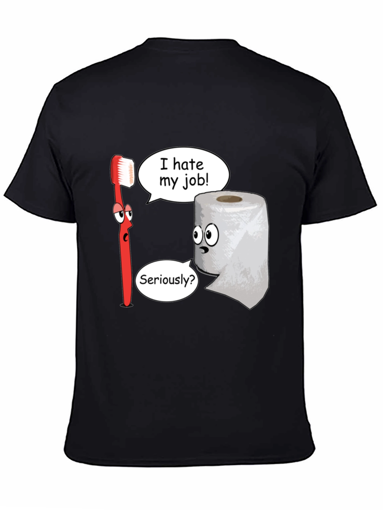 Black Funny Cartoon T-Shirt - I Hate My Job view 4