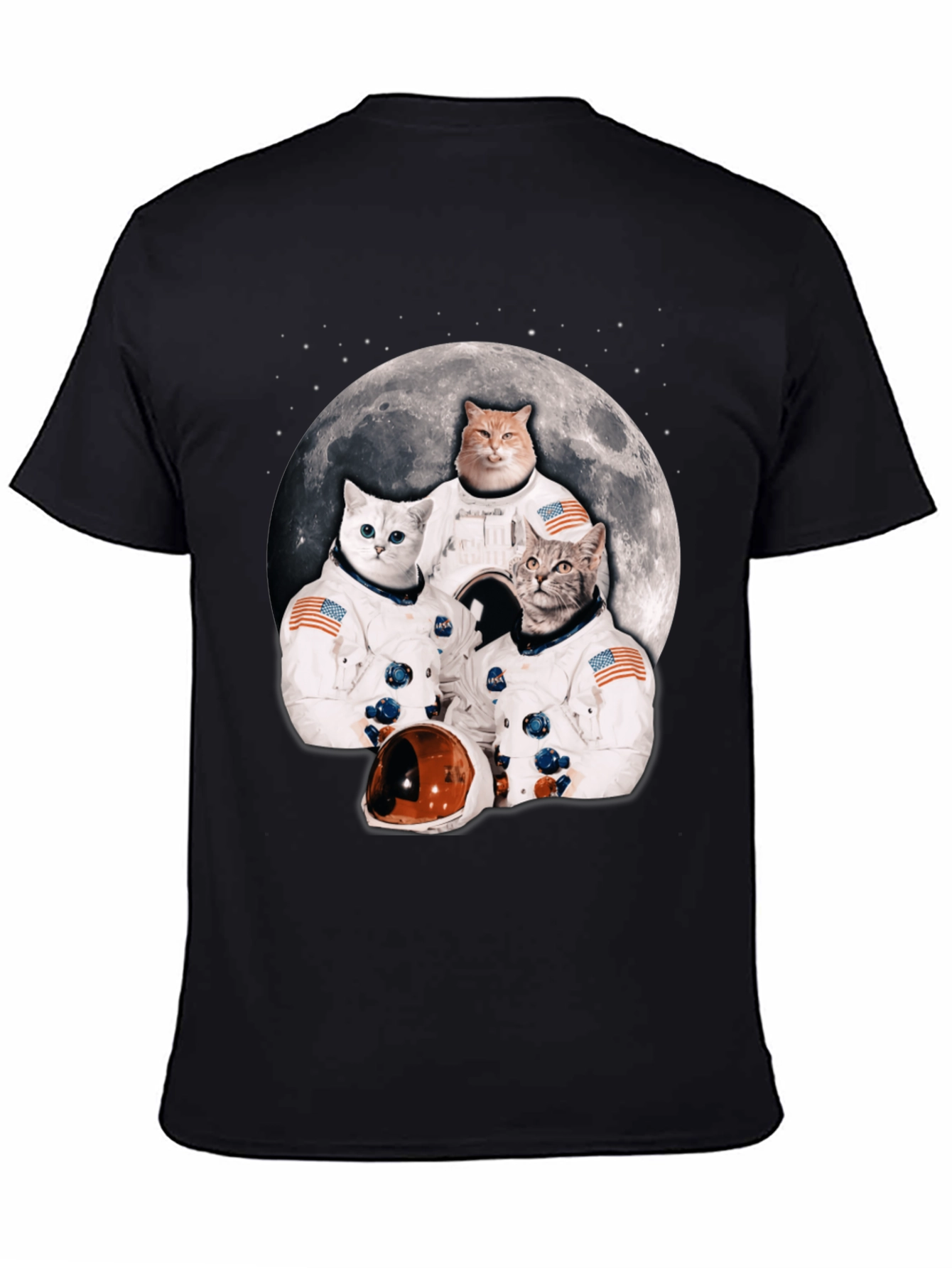 Black Cats in Space T-Shirt - Novelty Crew Tee view 4