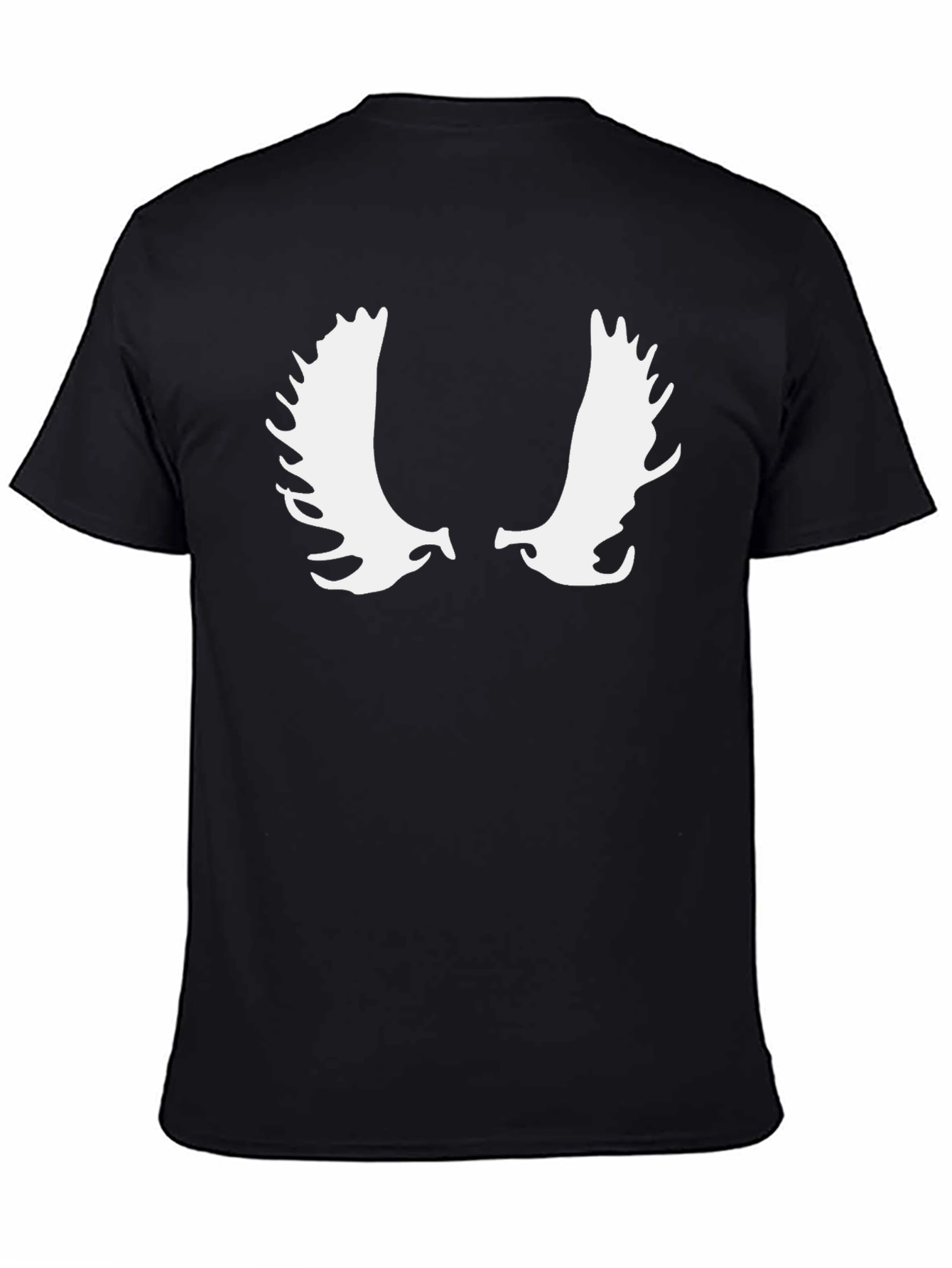Black Moose Antler Graphic Tee - Black Cotton Casual T-Shirt view 4