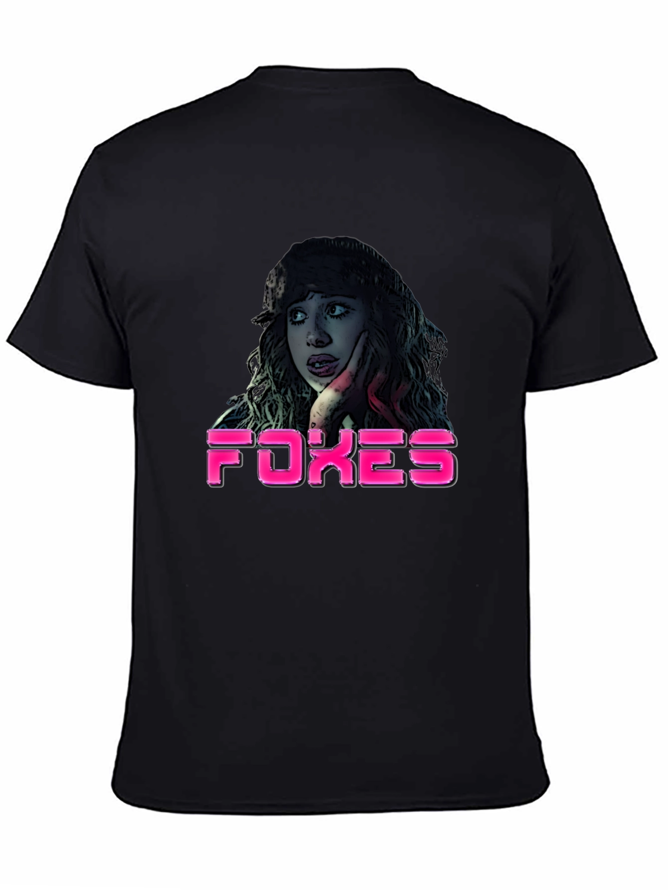 Black Foxes Graphic T-Shirt - Crew Neck, Short Sleeve view 4