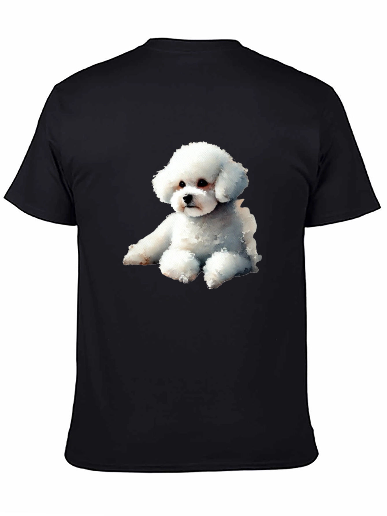 Black Cute Dog Graphic Tee - Black Cotton Blend T-Shirt view 4
