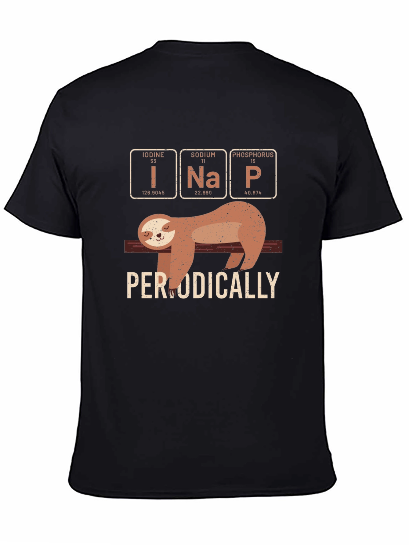 Black Periodically Sloth T-Shirt - Science Pun Tee view 4