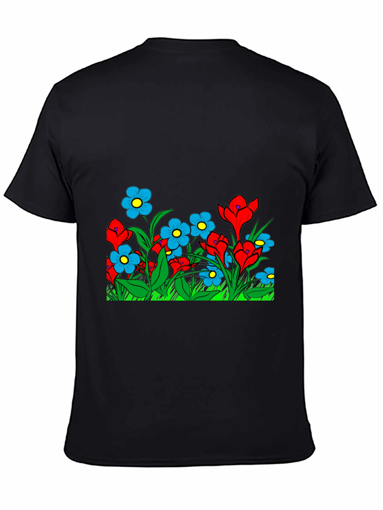 Black Floral Graphic Black T-Shirt view 4