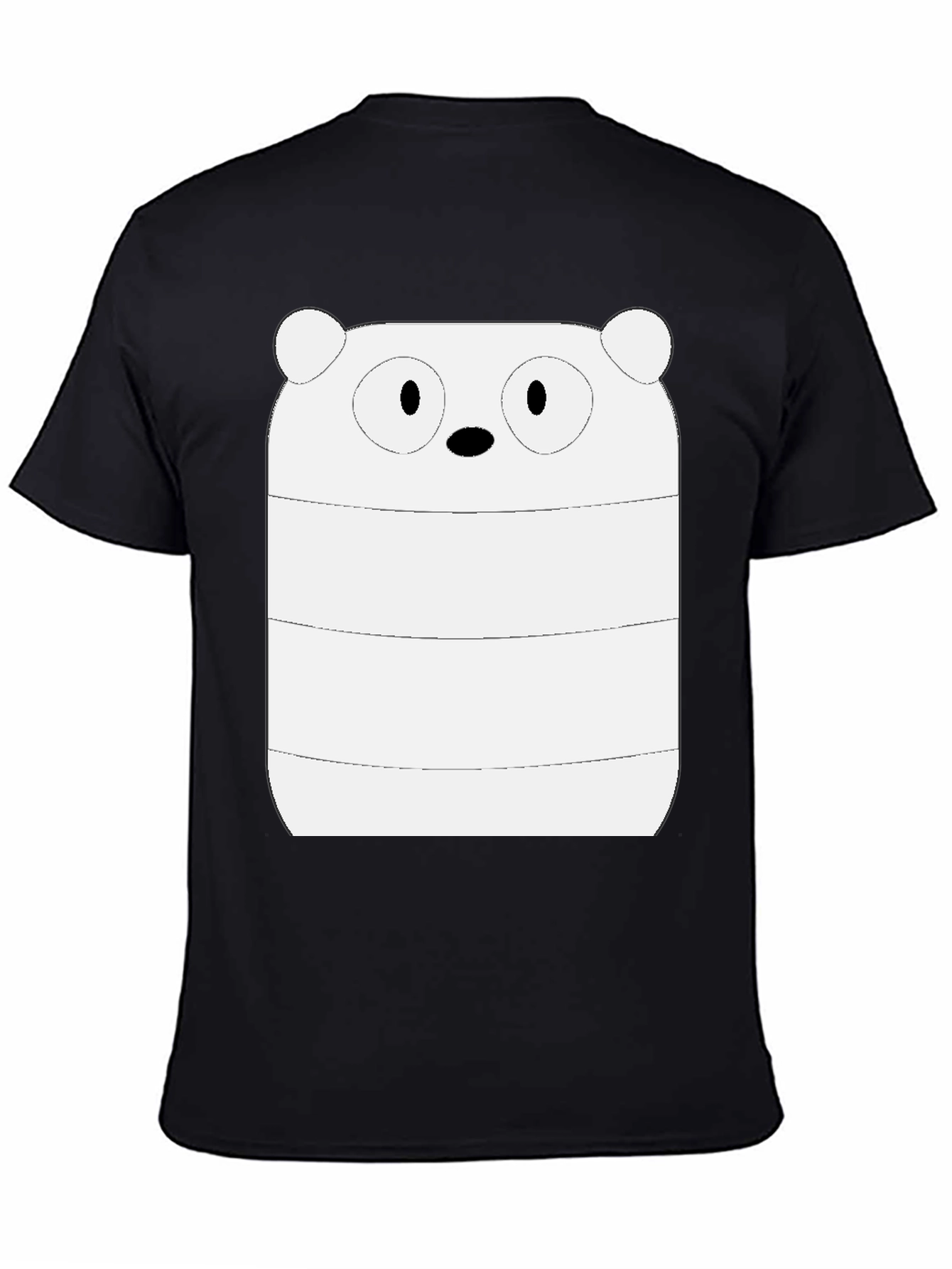 Black Cartoon Bear Graphic Tee - Men's Black Cotton T-Shirt view 4