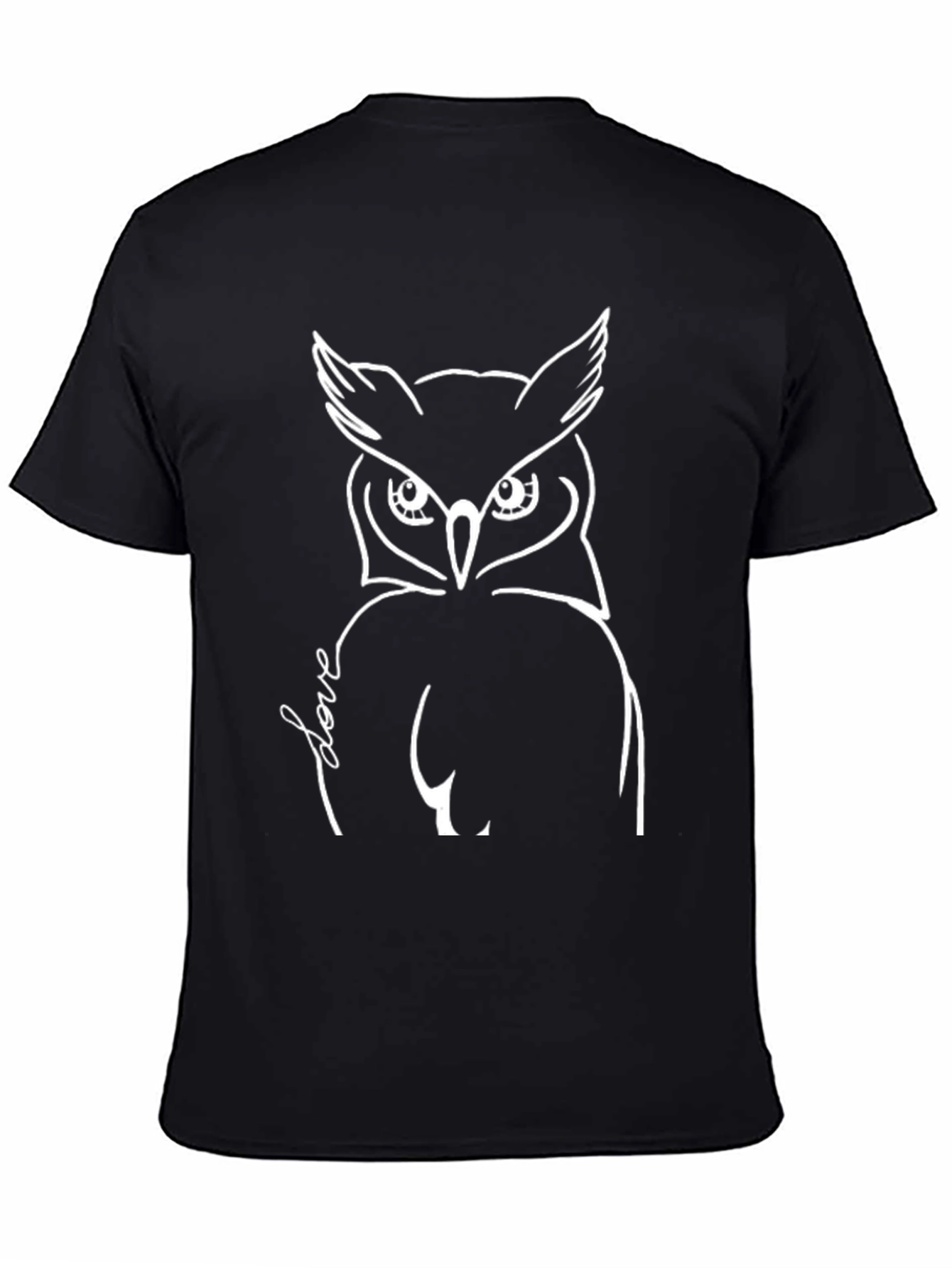 Black Owl Love Graphic T-Shirt - Black Crew Neck Tee view 4