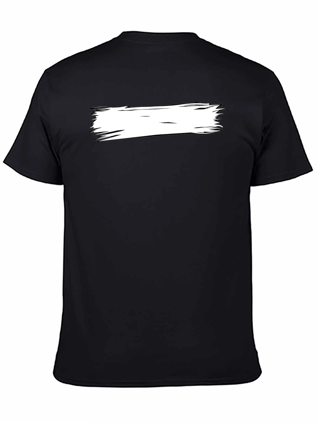 Black Black T-Shirt with White Brushstroke Design view 4