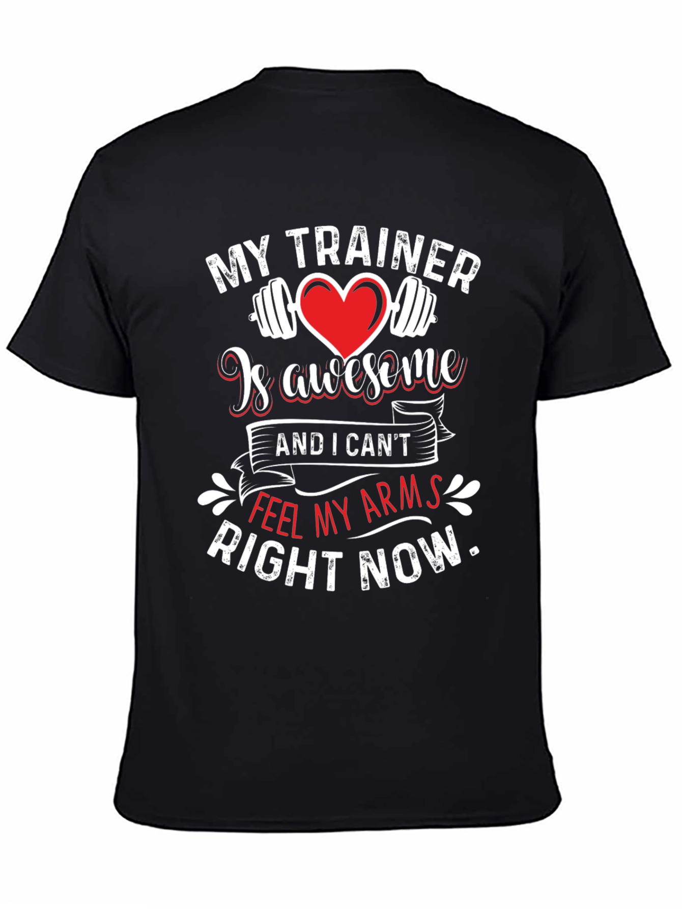 Black Funny Workout Shirt - My Trainer Is Awesome view 4