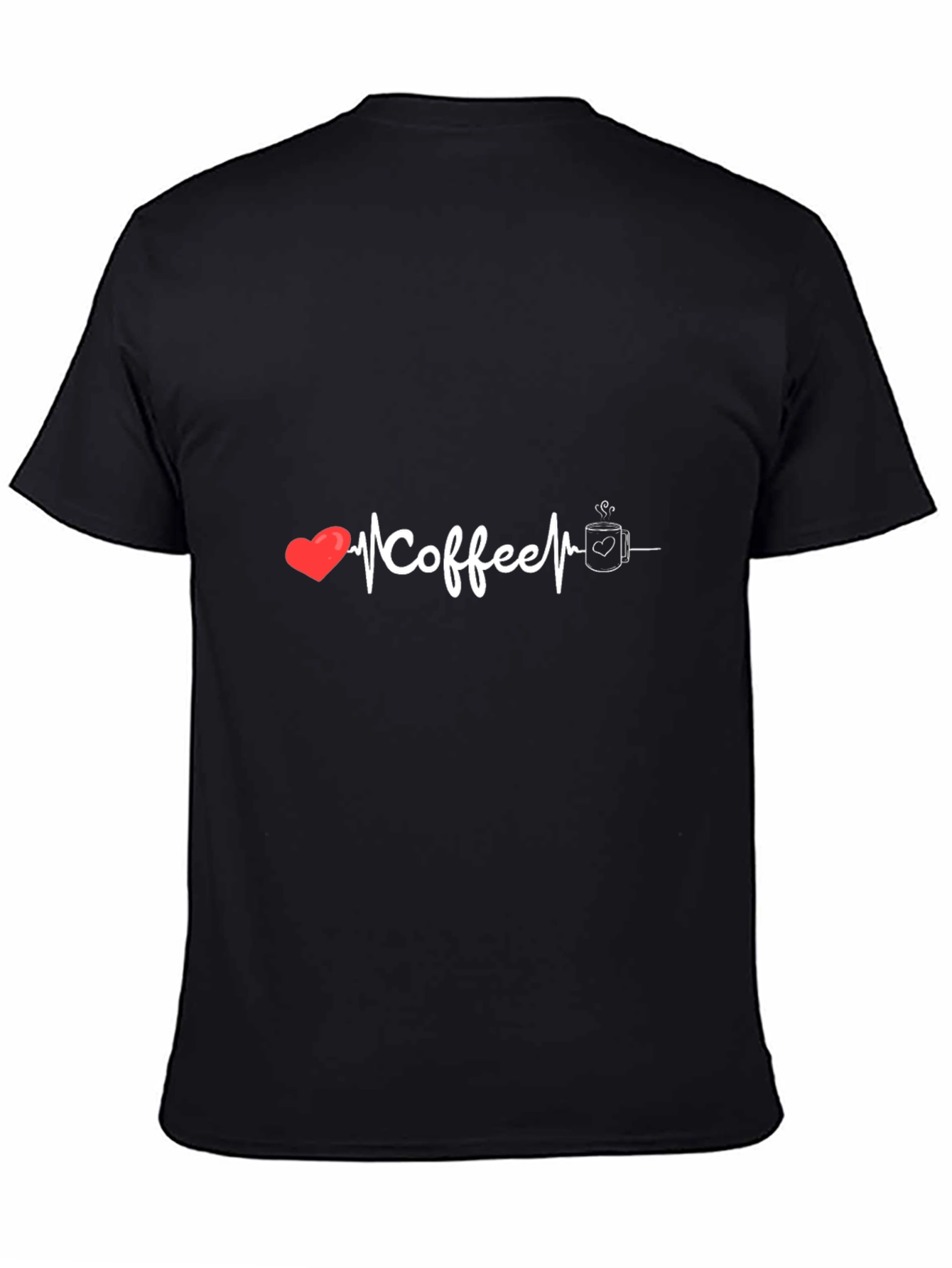Black Coffee Lover Graphic Tee - Heartbeat Design, Soft Cotton view 4