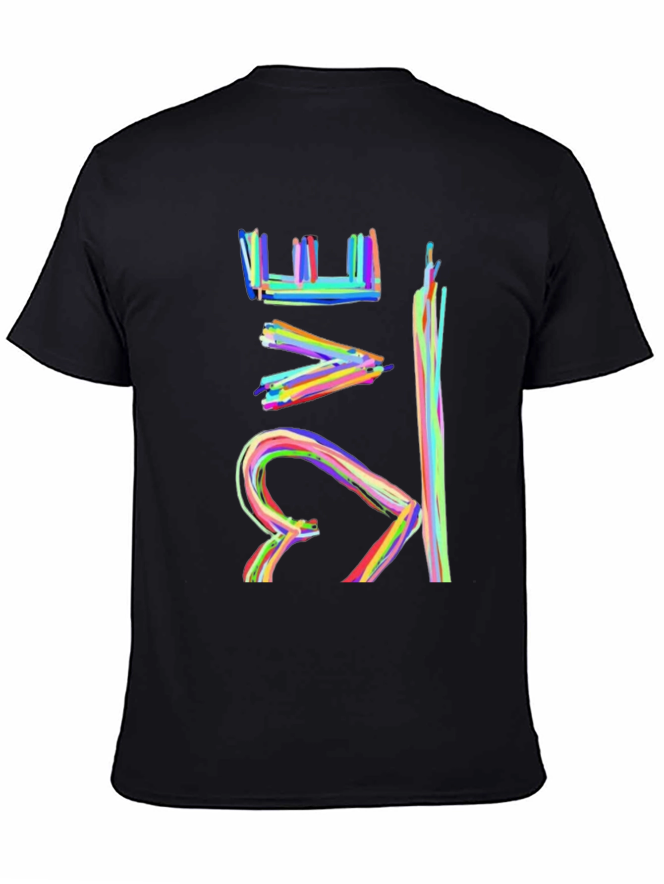 Black Colorful Abstract Design Black T-Shirt view 4