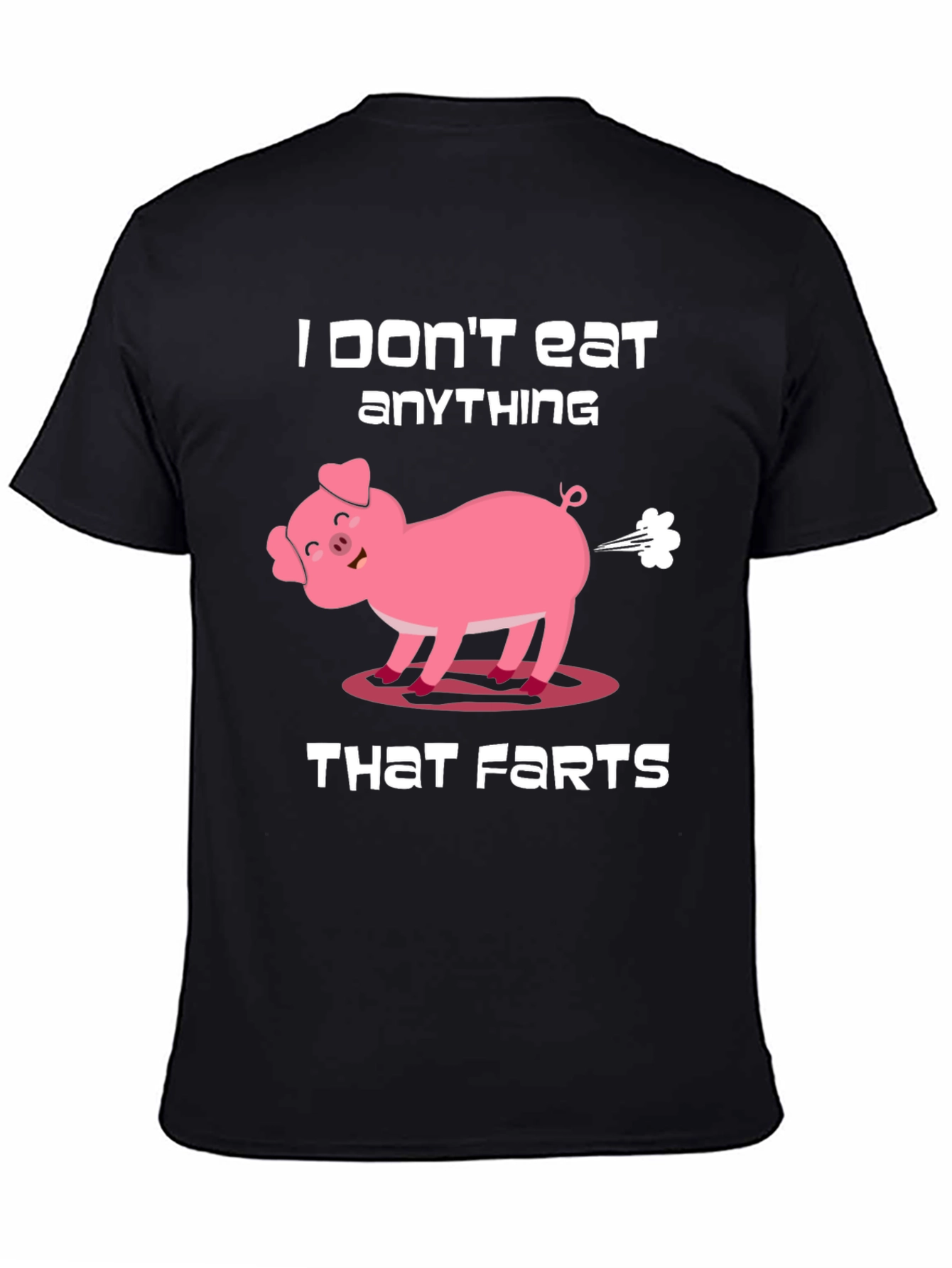 Black Funny Vegan Graphic Tee - I Don't Eat Anything That Farts T-Shirt view 4