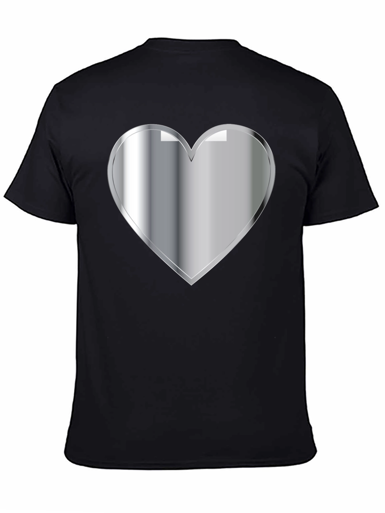 Black Silver Heart Graphic Black T-Shirt view 4
