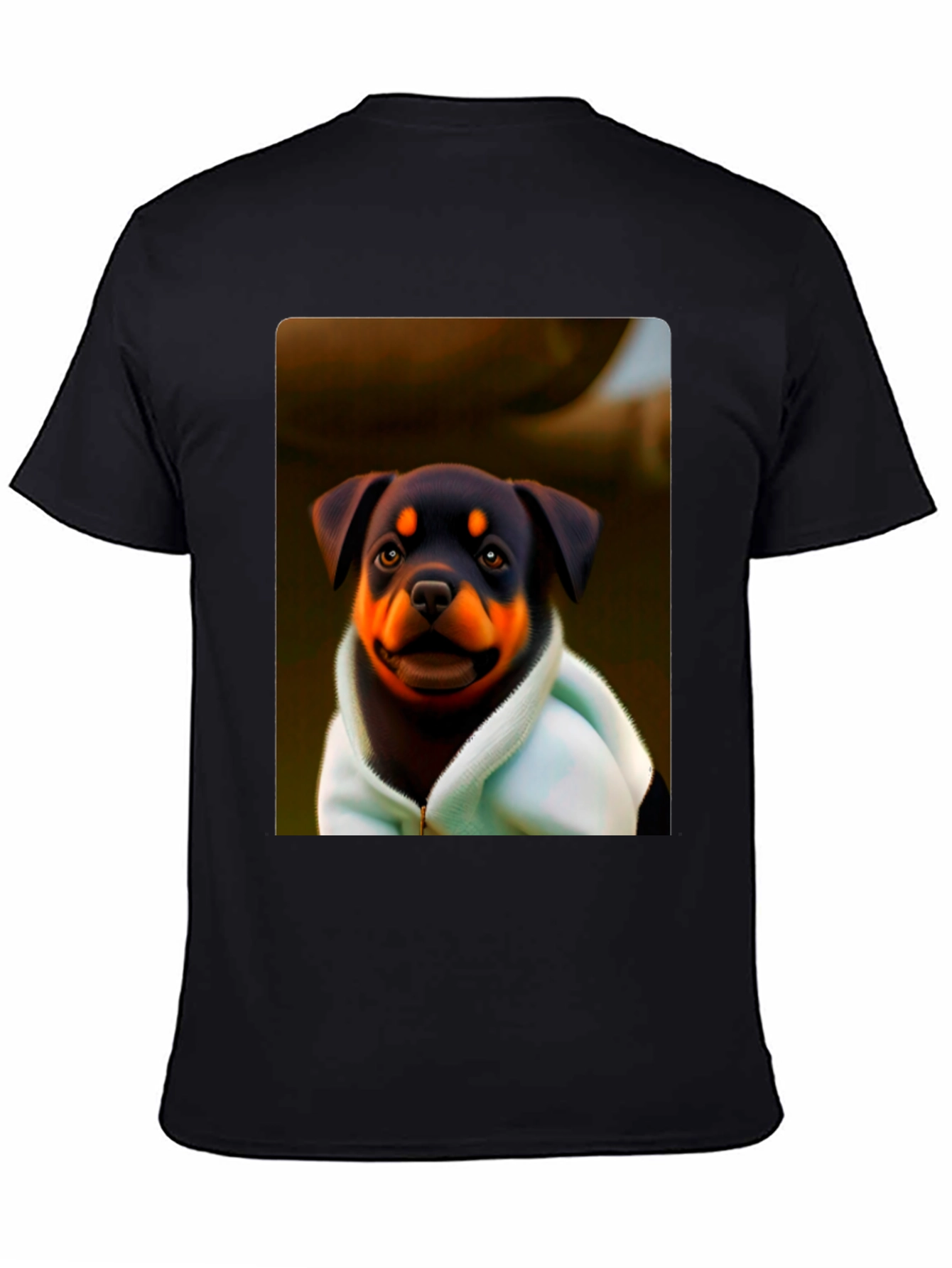 Black Rottweiler Puppy Hoodie T-Shirt - Cute Dog Tee view 4