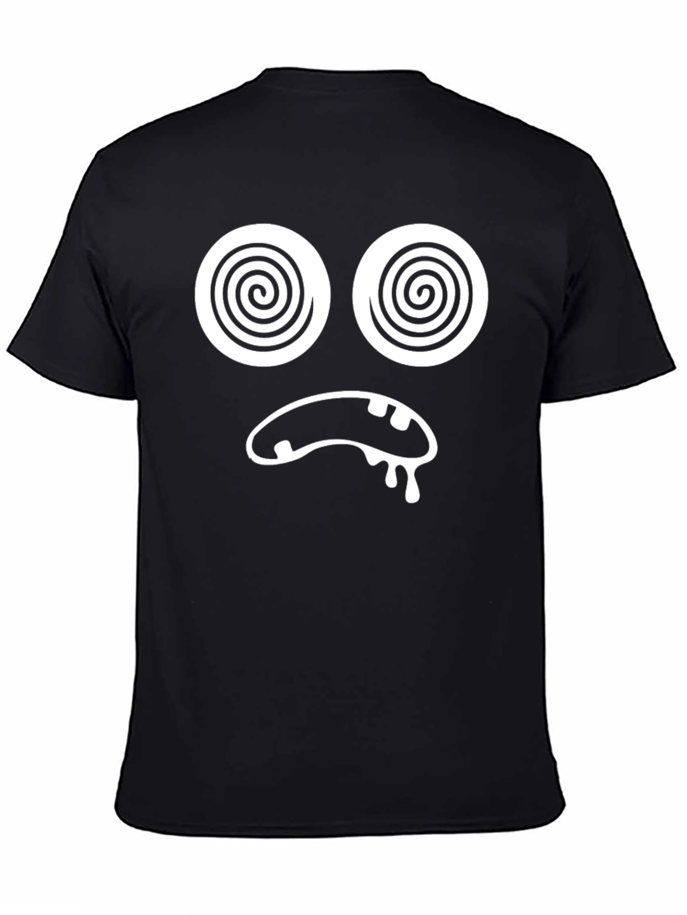 Black Funny Dizzy Face Graphic T-Shirt - Unisex Black Tee view 4