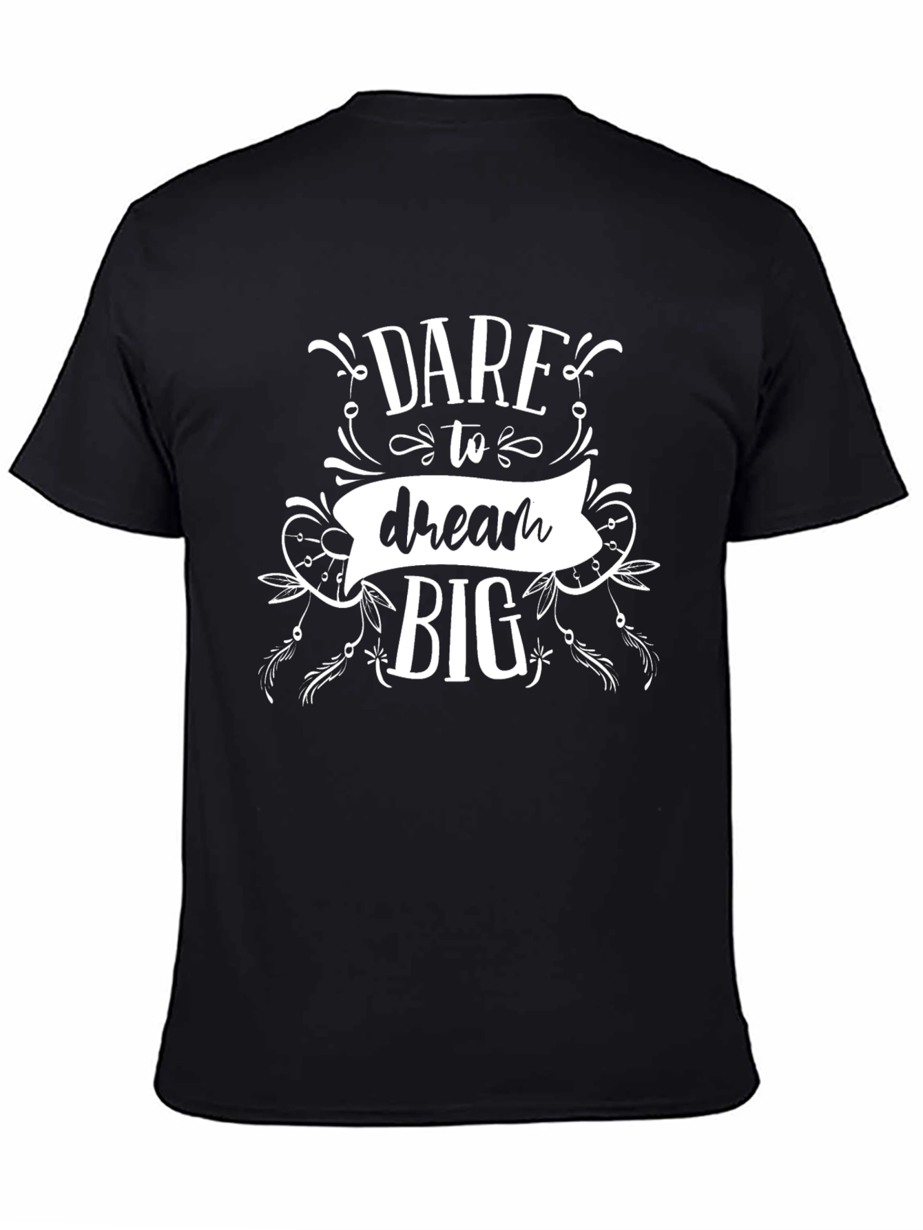 Black Dare to Dream Big Graphic Tee - Black Cotton T-Shirt view 4