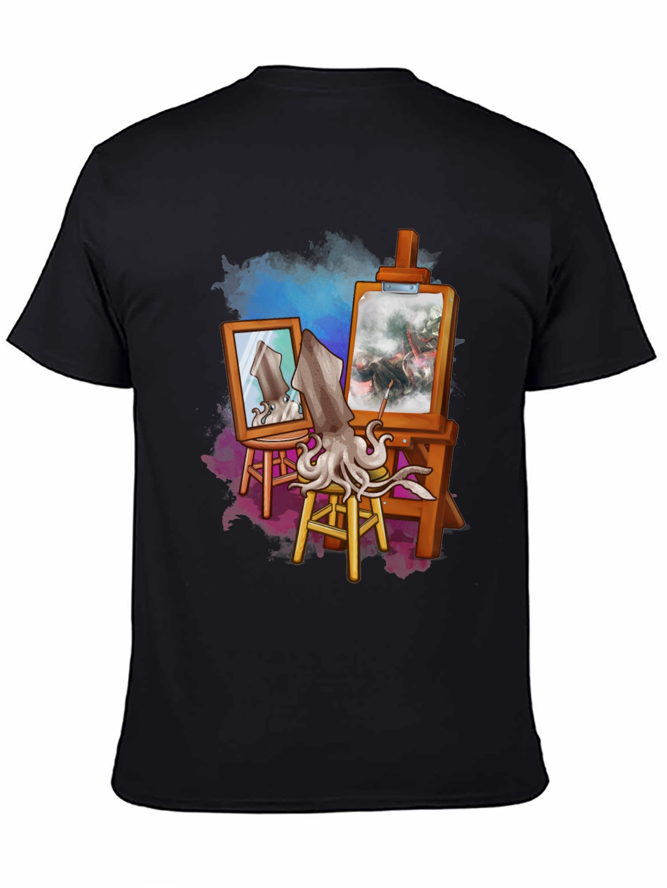 Black Artist Squid T-Shirt - Unique Graphic Tee view 4