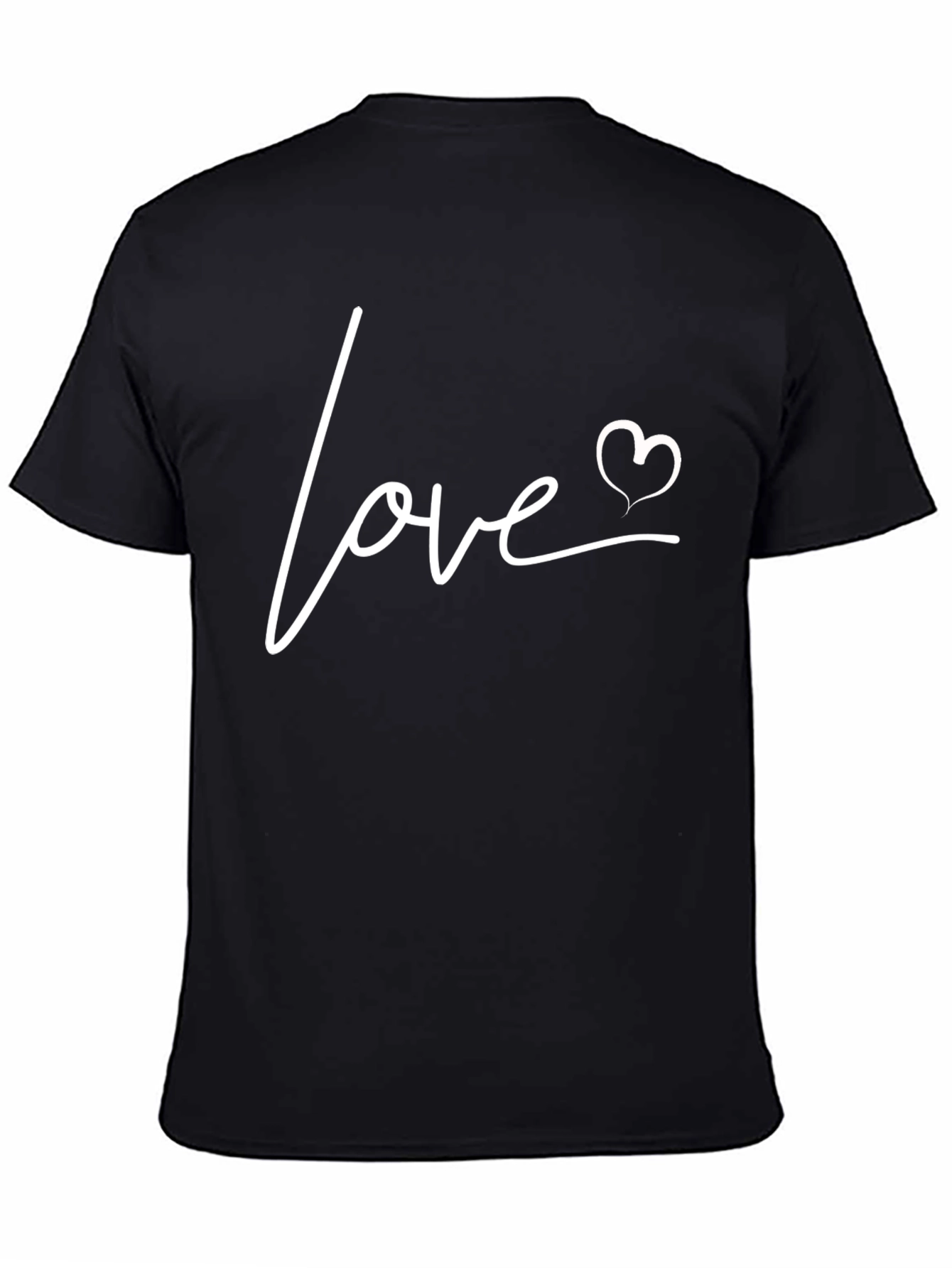 Black Love Heart Graphic Print Men's Black T-Shirt view 4